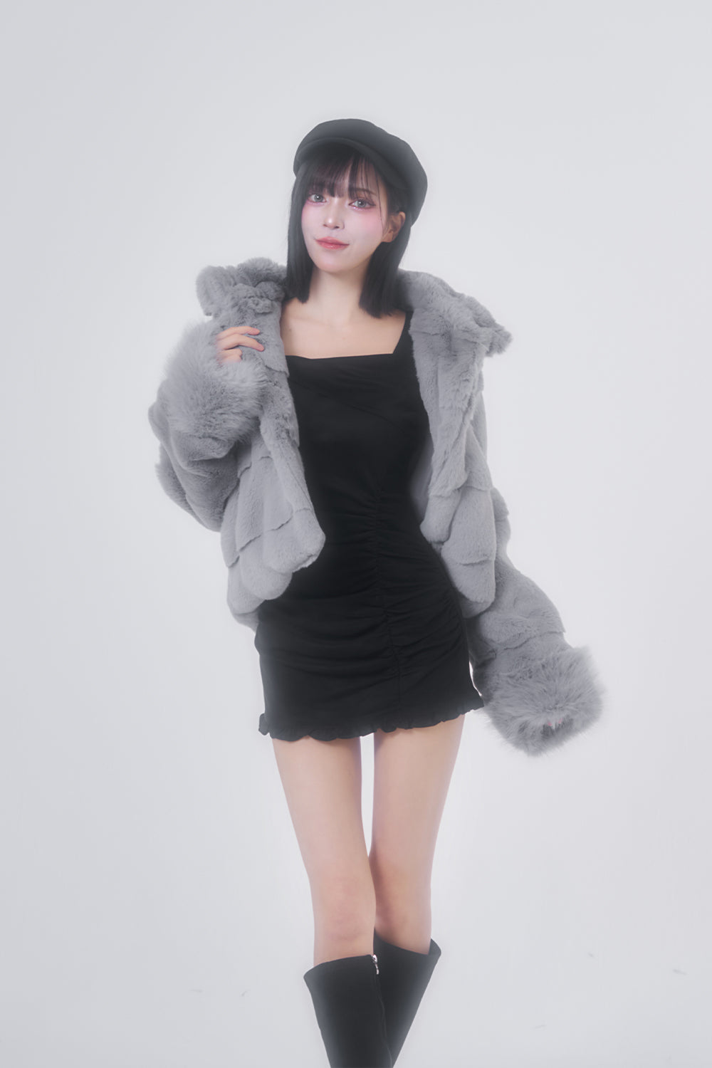 ギャザースウェードミニワンピース