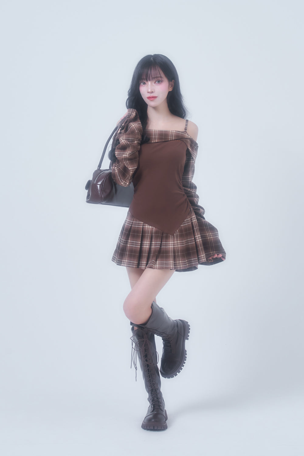 チェックシャツミニワンピース