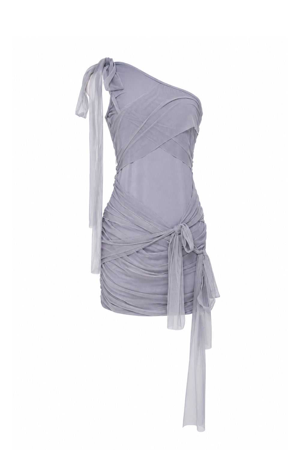 Sheer Wrap Drape Mini Dress