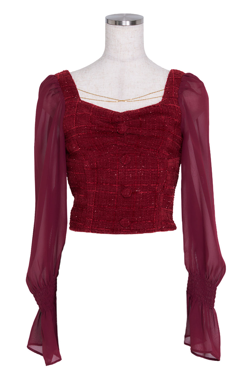 ツイードチェーントップス