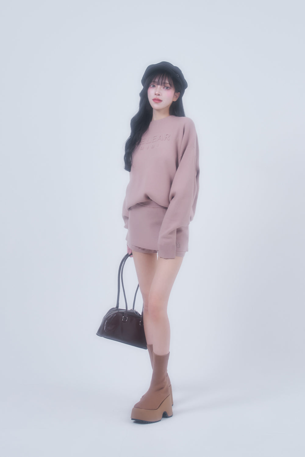 レイヤードニットショートパンツ