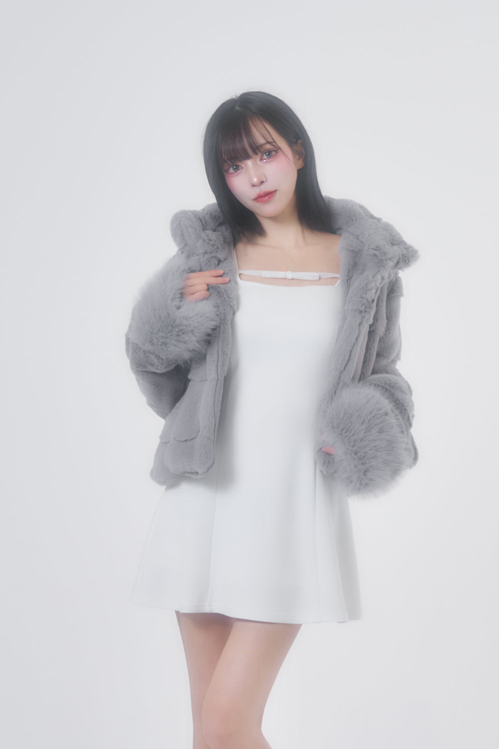 ベロアリボンカットミニワンピース