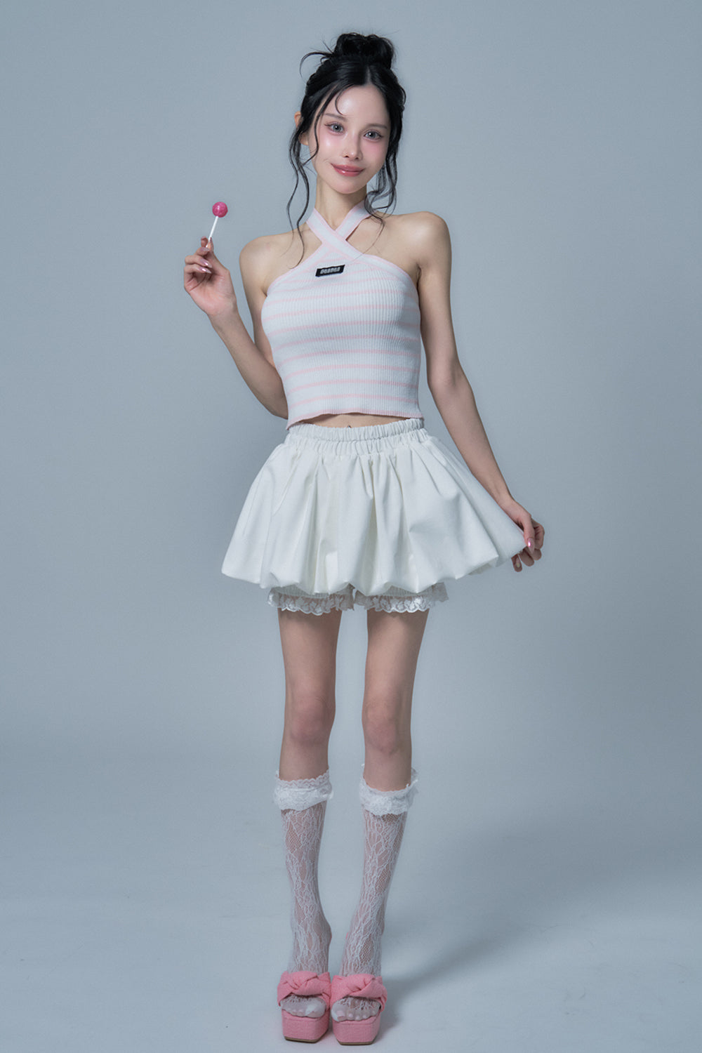 ボリュームバルーンミニスカートパンツ