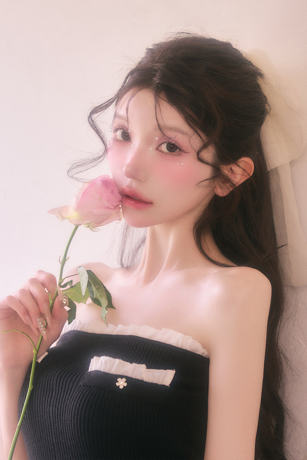 バイカラーフリルニットセットアップ