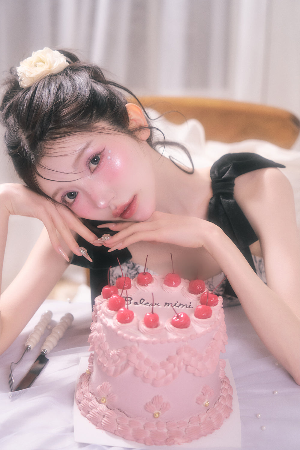 ラインフラワーミニワンピース