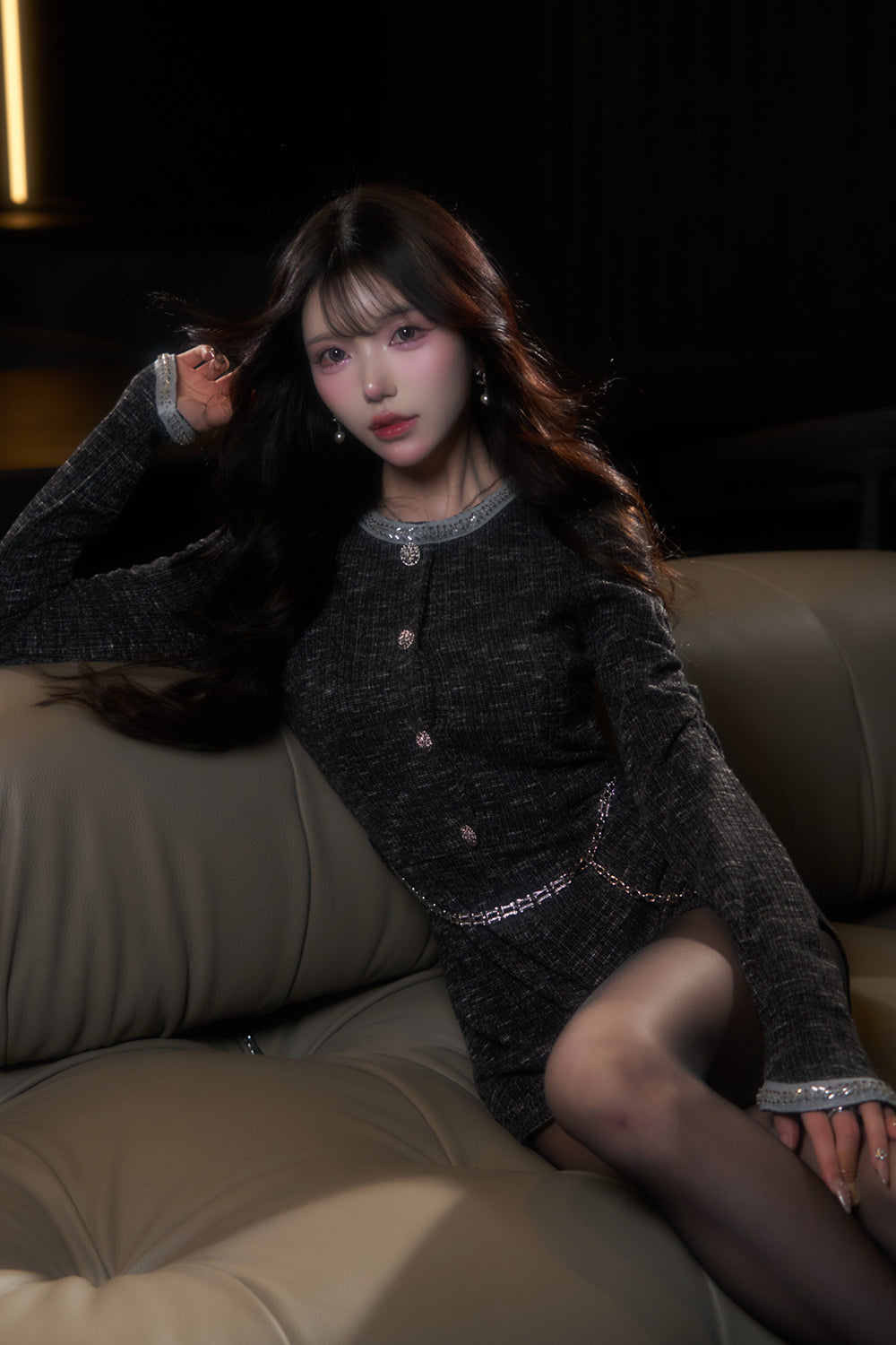 デザインチェーンツイードコンビネゾン