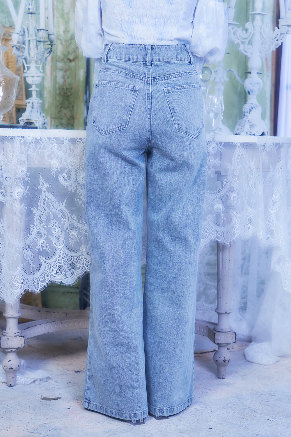 クリスタルリボンデニムパンツ