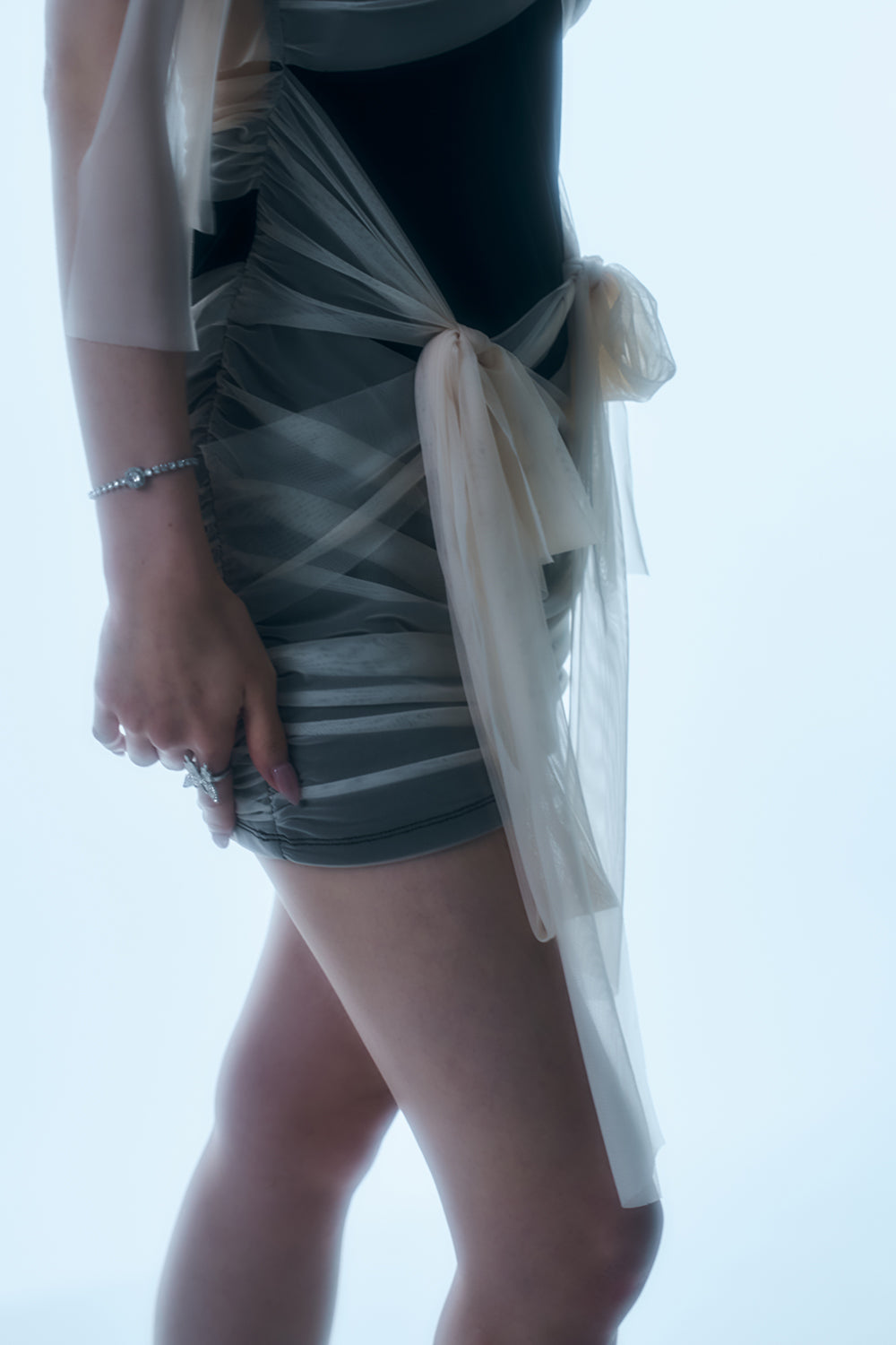 Sheer Wrap Drape Mini Dress