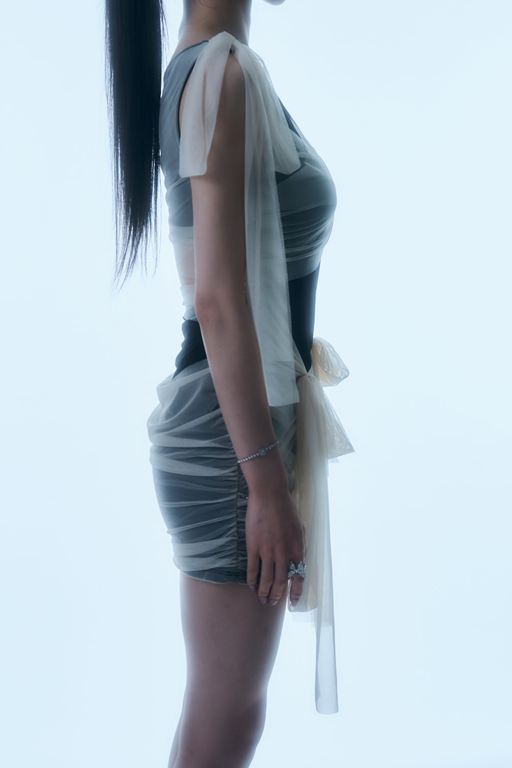 Sheer Wrap Drape Mini Dress