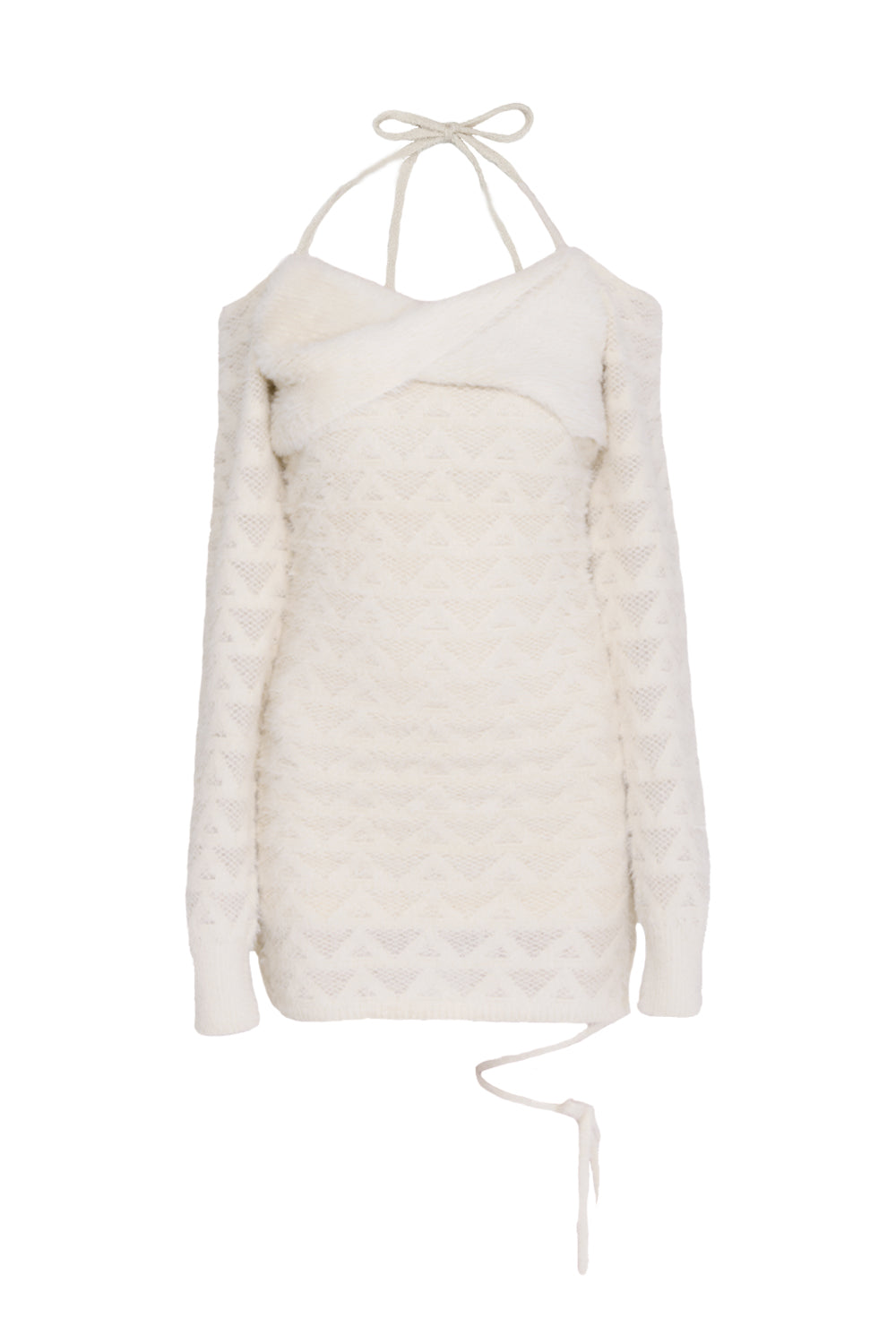 デザインオフショルニットワンピース