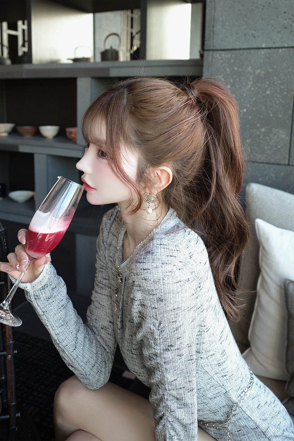 デザインチェーンツイードコンビネゾン