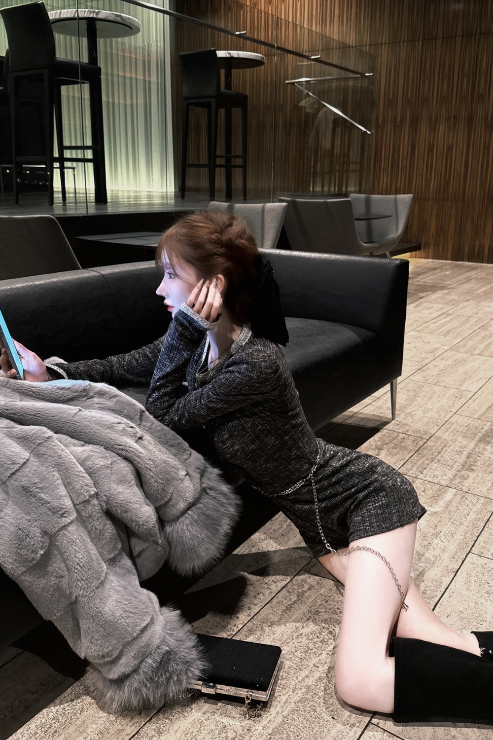 デザインチェーンツイードコンビネゾン