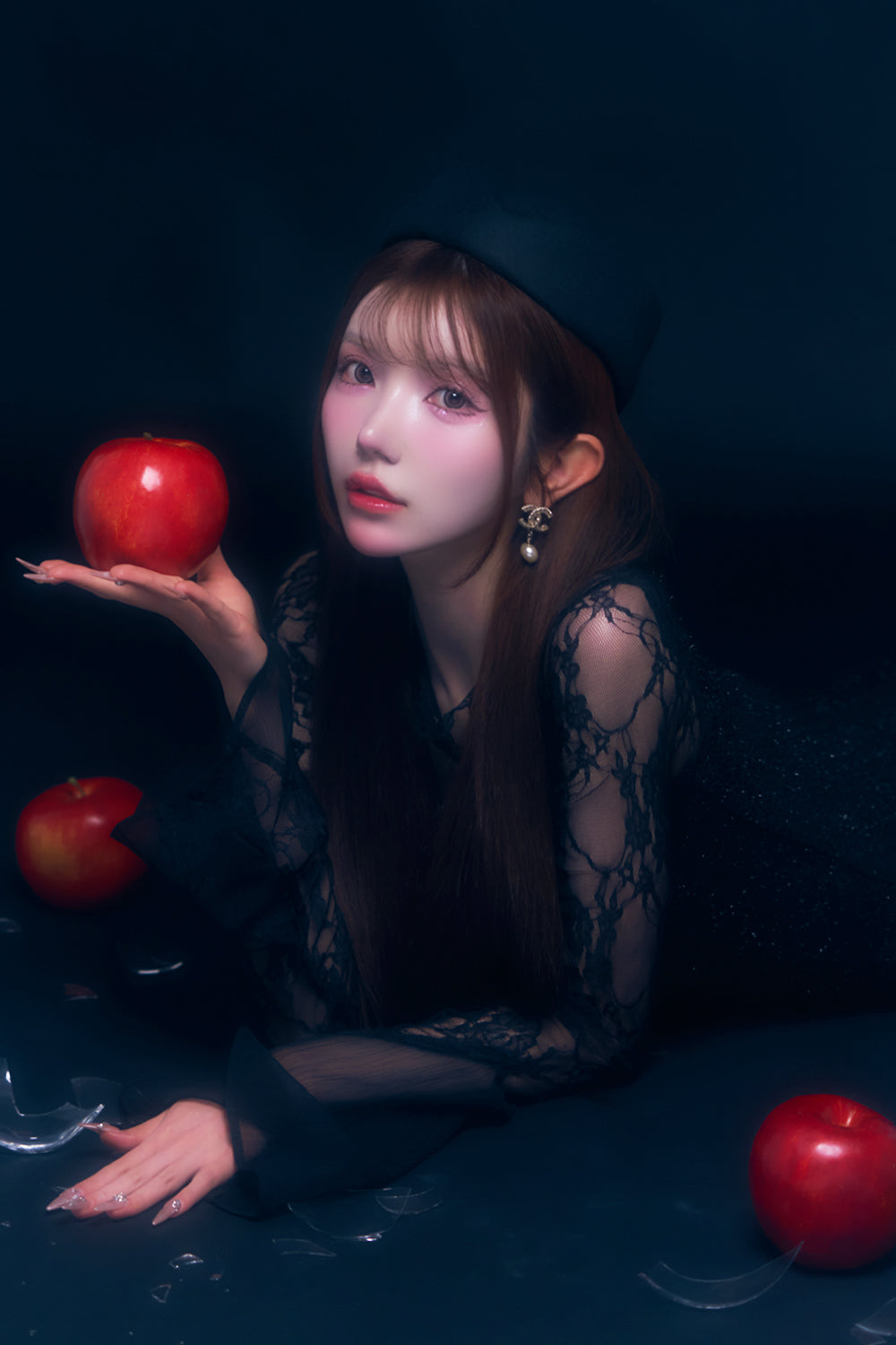 ツイードレースフレアミニワンピース