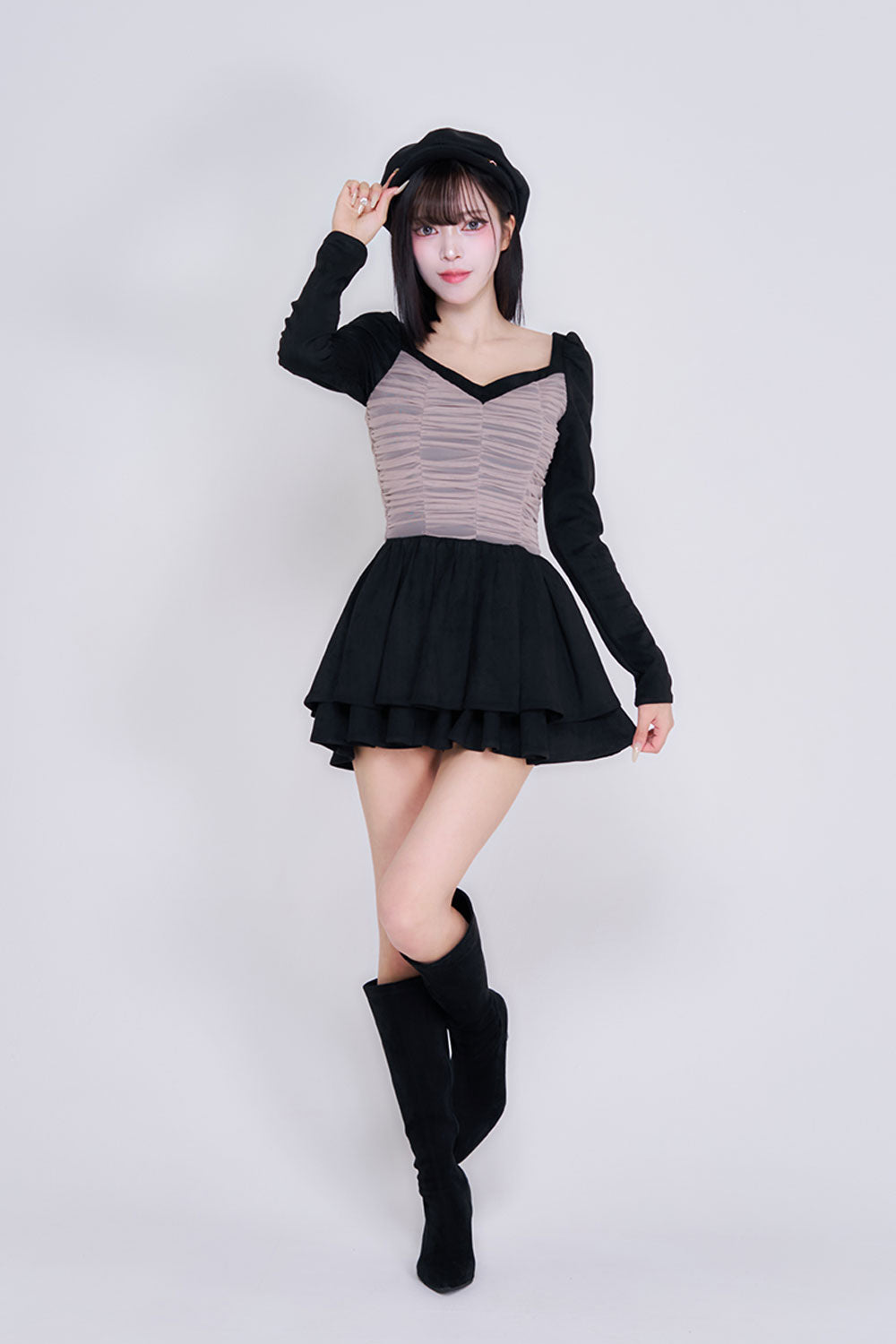 シアードッキングスウェードミニワンピース