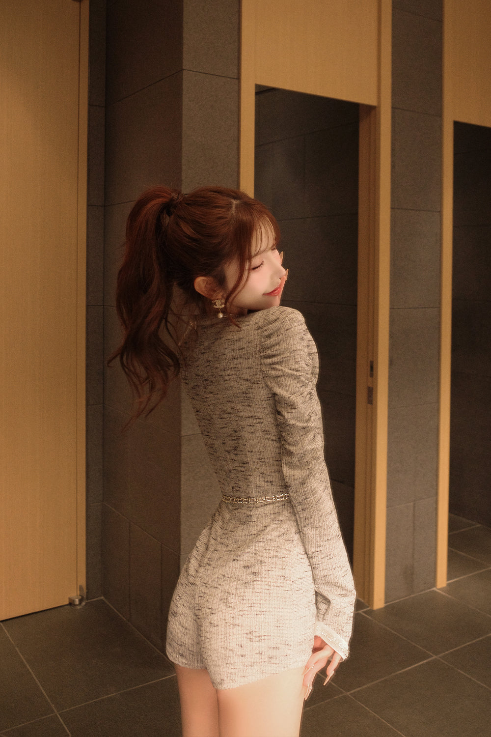 デザインチェーンツイードコンビネゾン