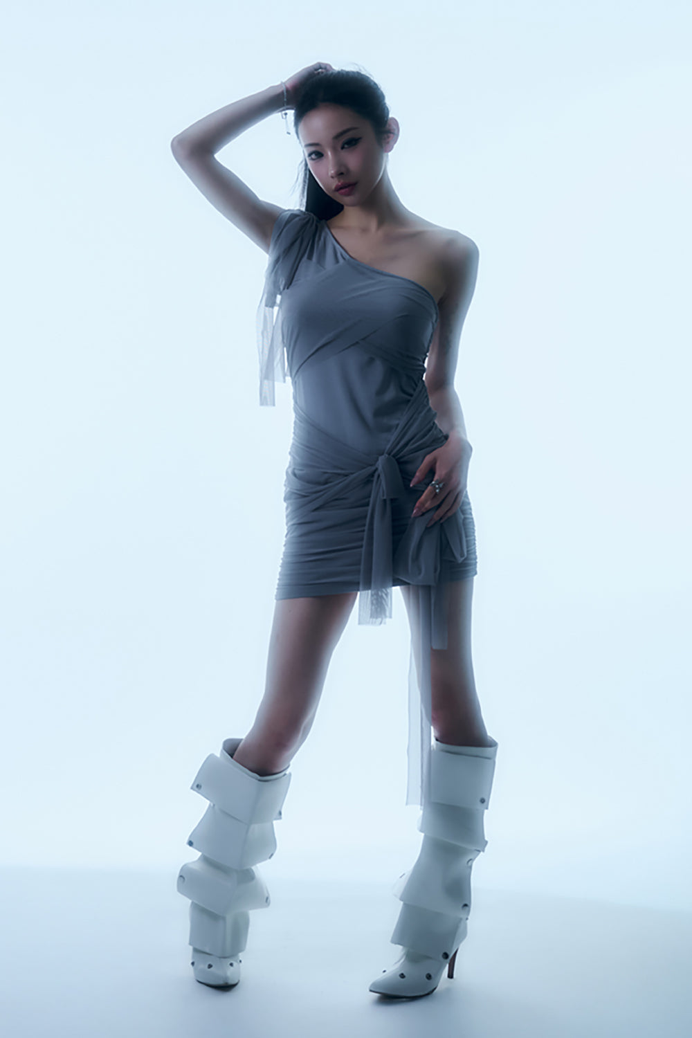 Sheer Wrap Drape Mini Dress