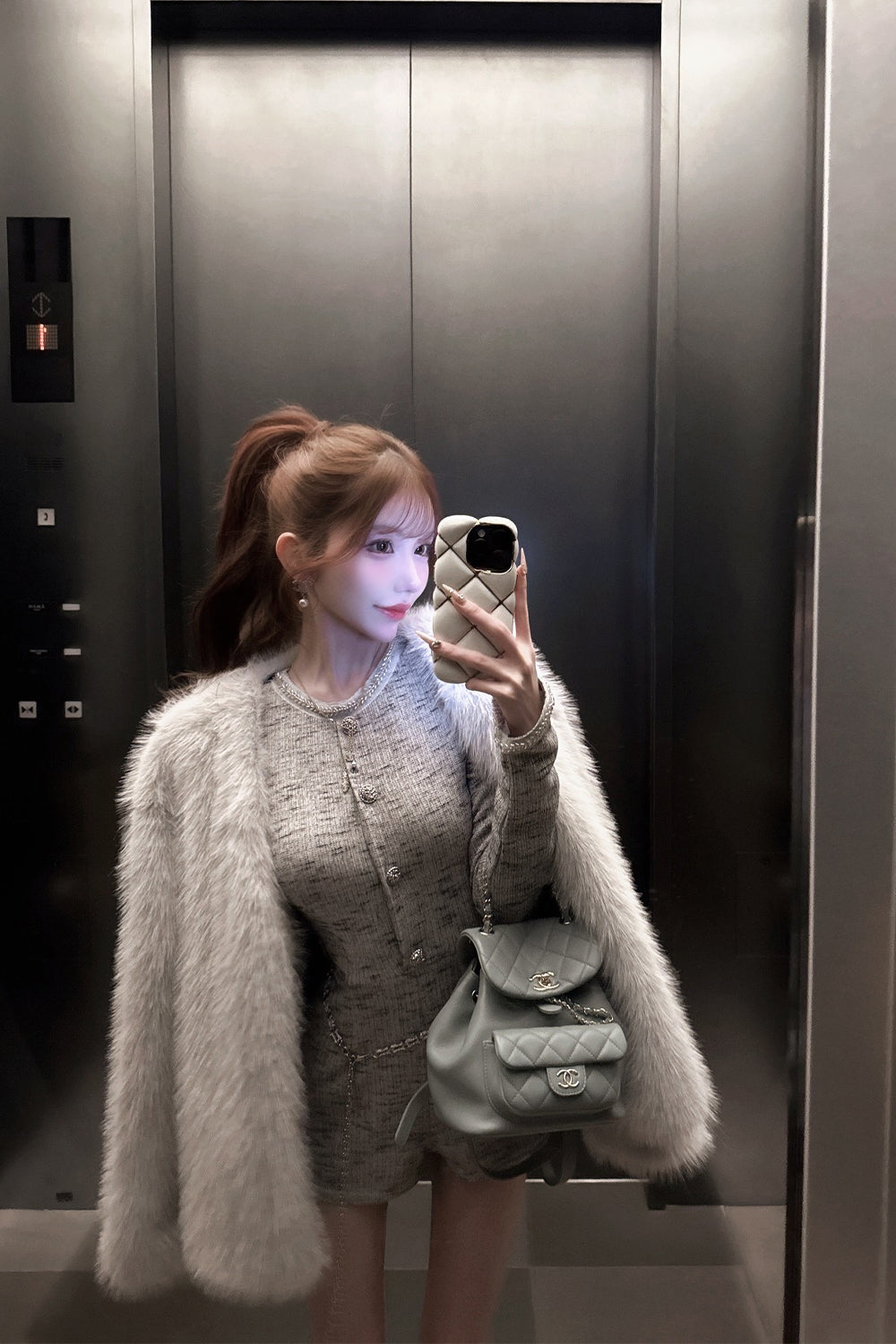 デザインチェーンツイードコンビネゾン