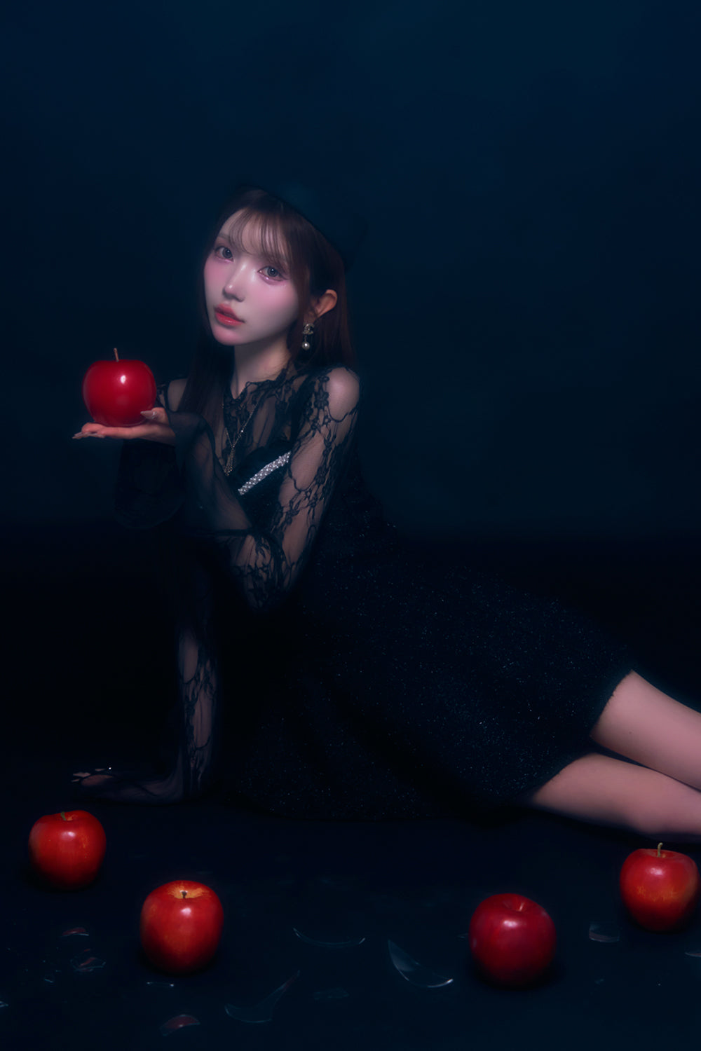 ツイードレースフレアミニワンピース