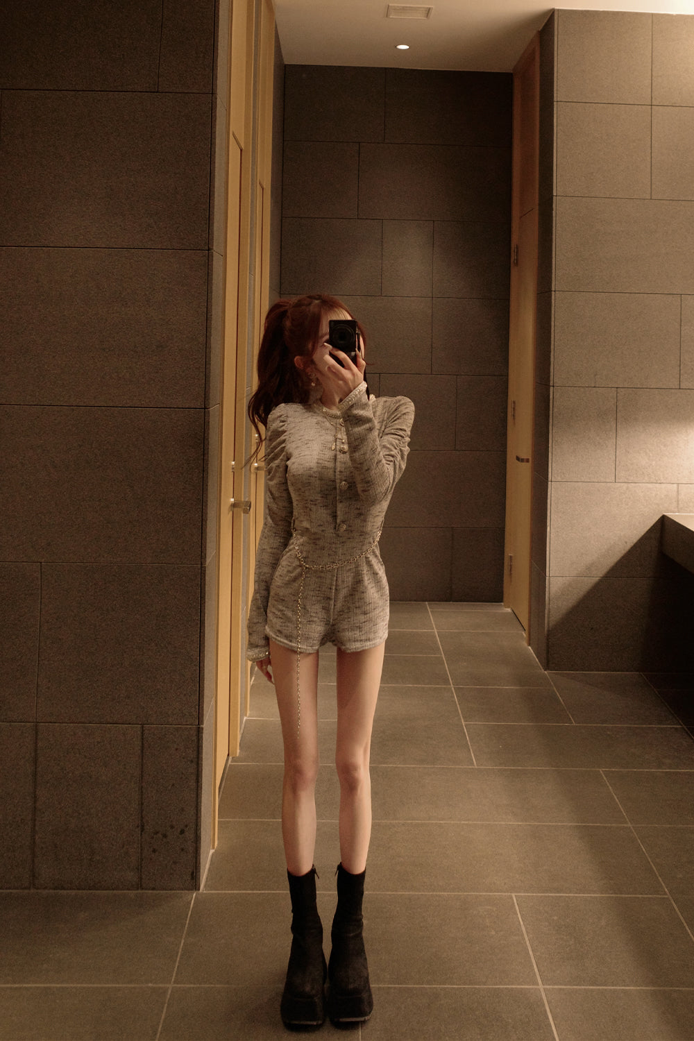 デザインチェーンツイードコンビネゾン