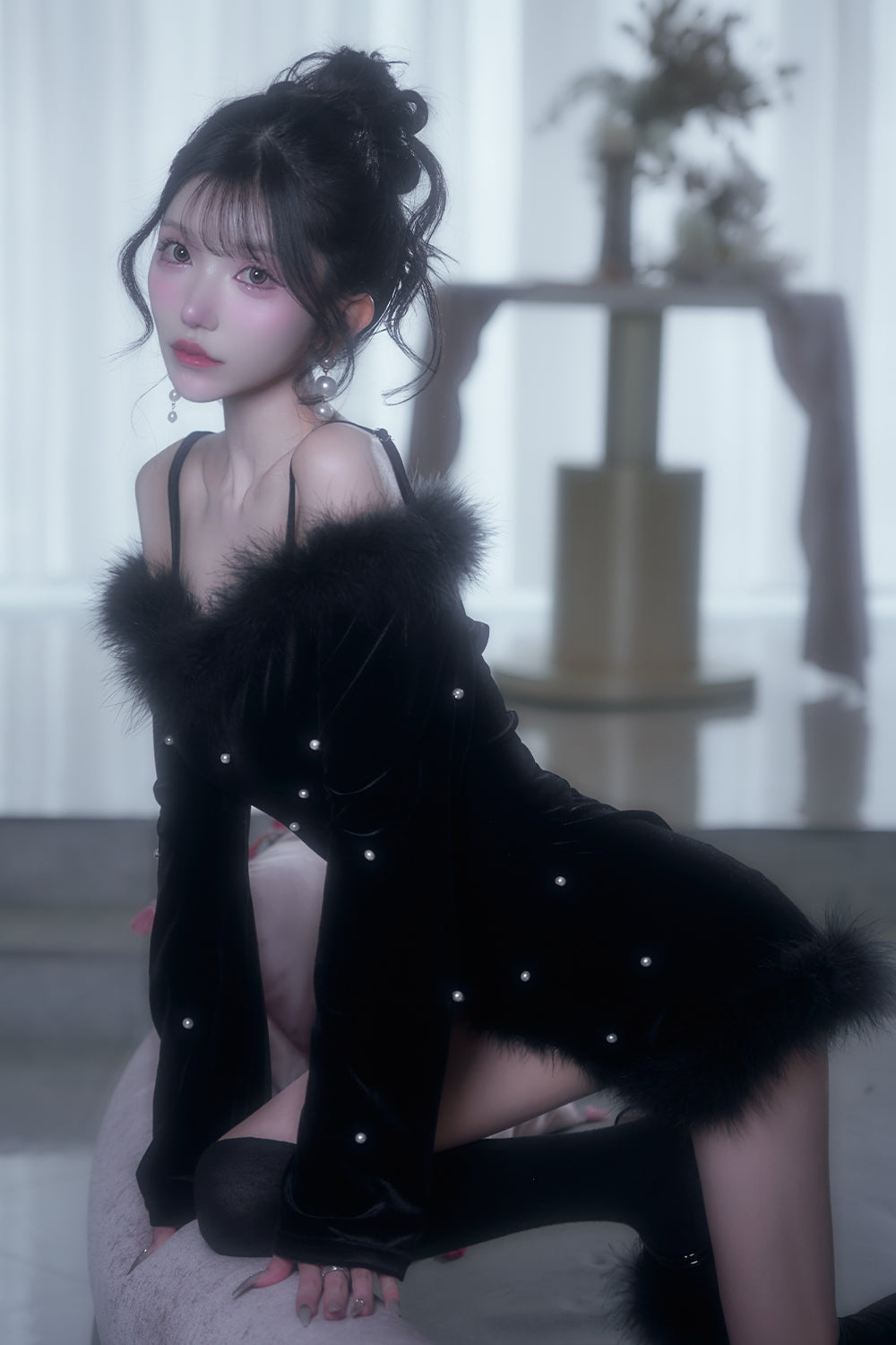 デザインパールベロアコンビネゾン