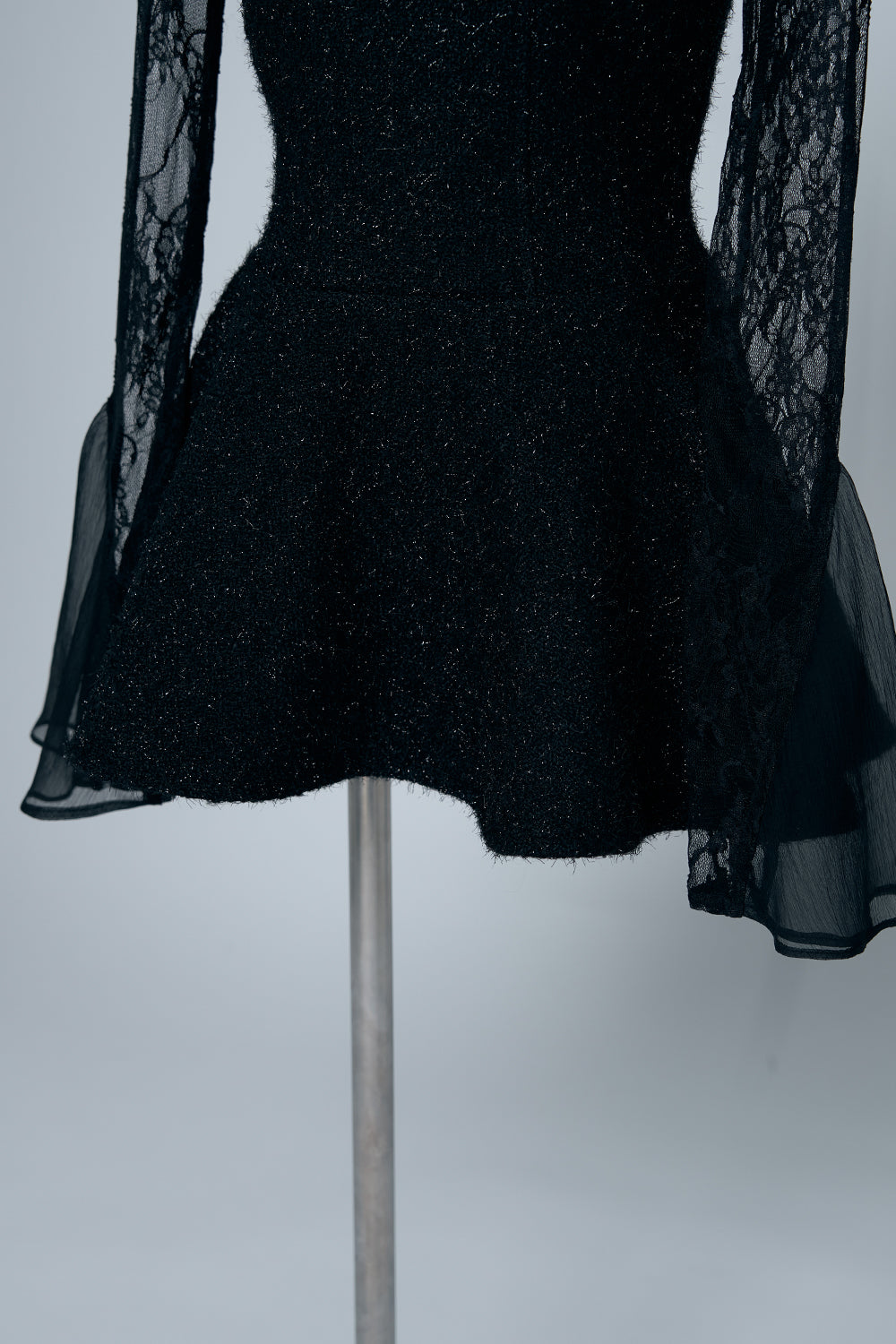 ツイードレースフレアミニワンピース