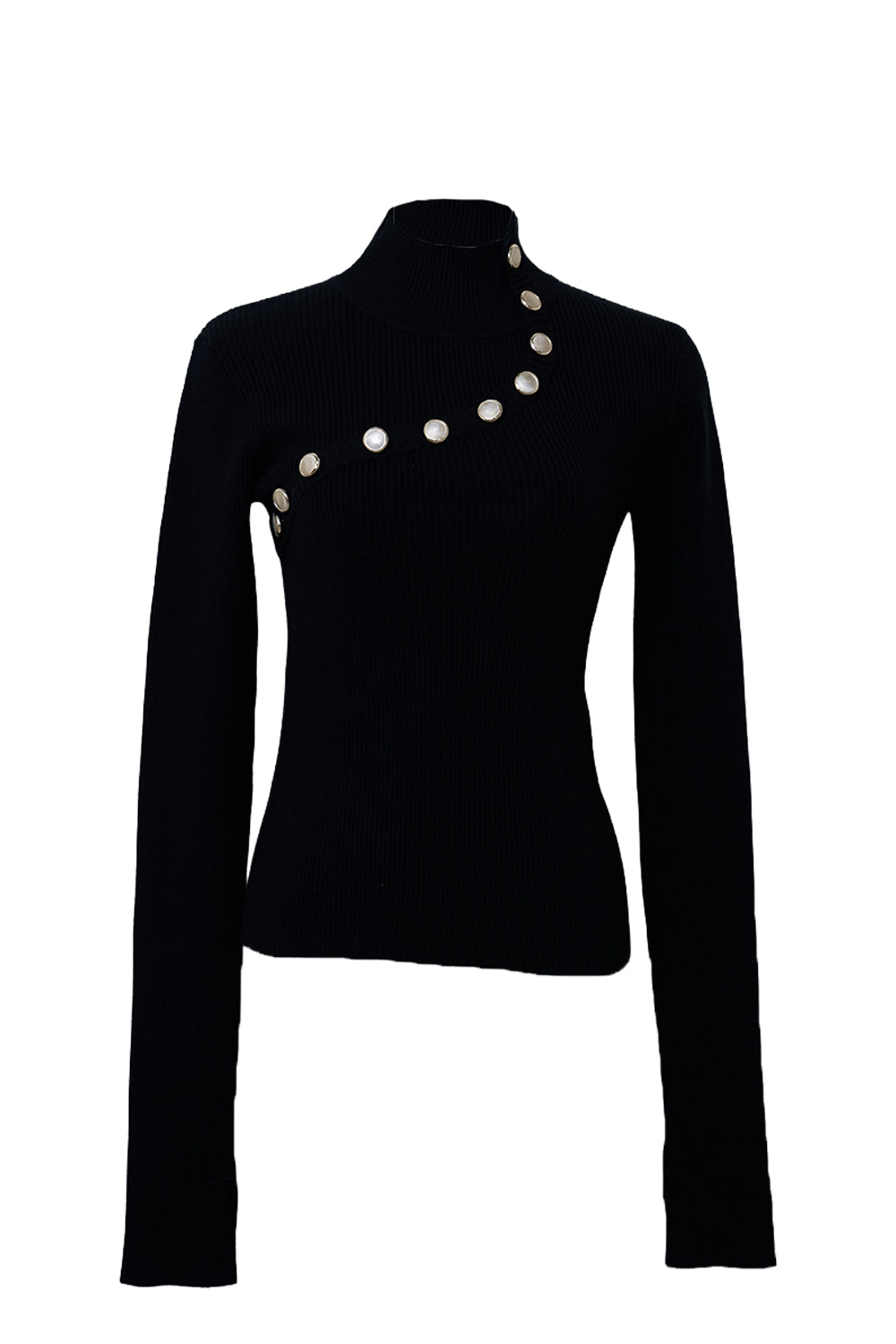 デザインタートルニットトップス