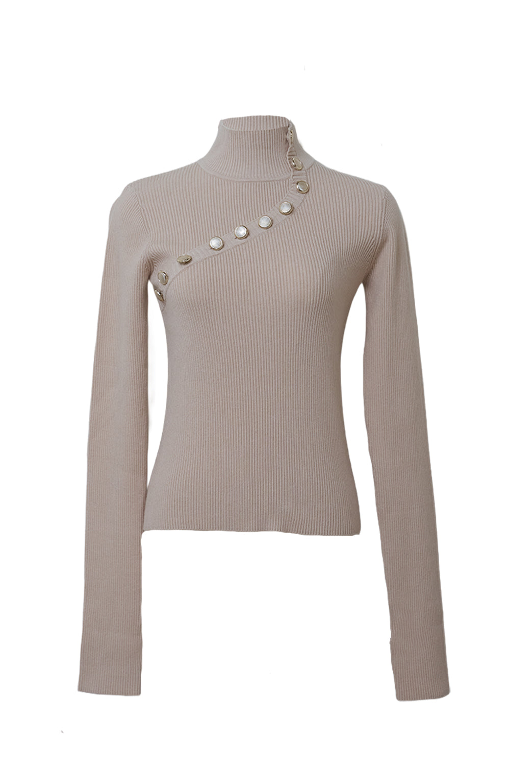 デザインタートルニットトップス