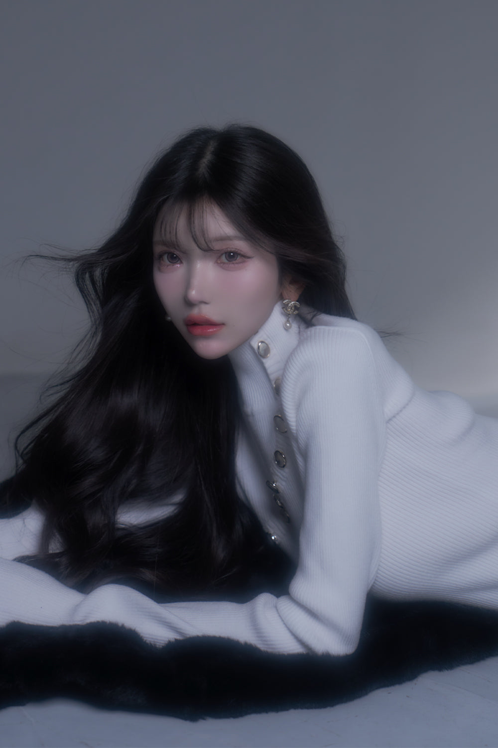 デザインタートルニットトップス