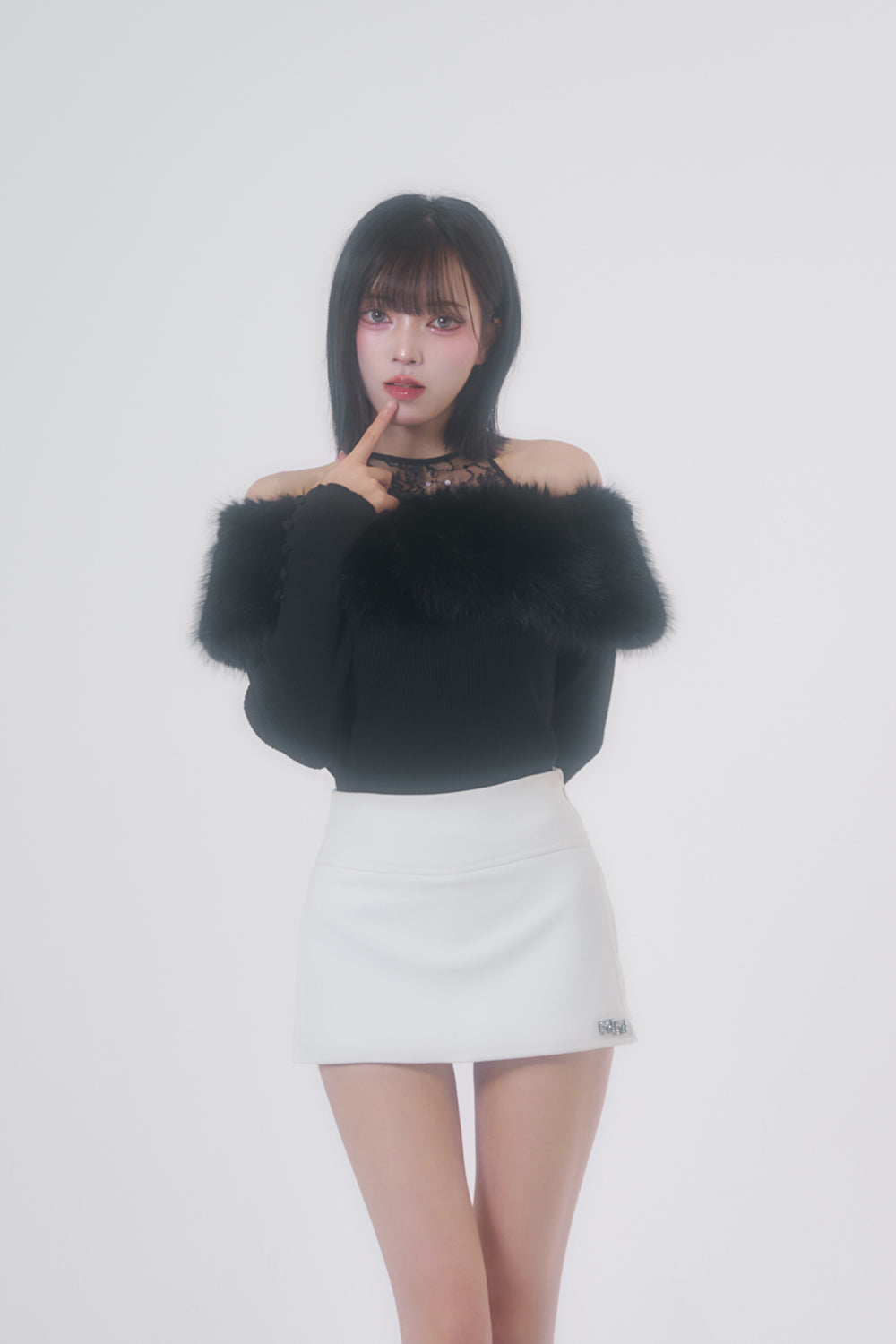 オフショルファーニットトップス