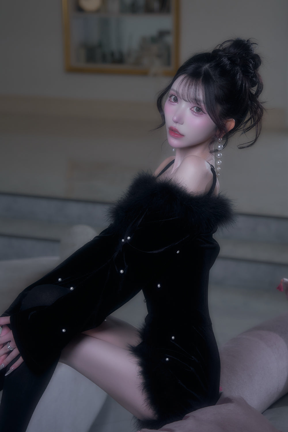 デザインパールベロアコンビネゾン