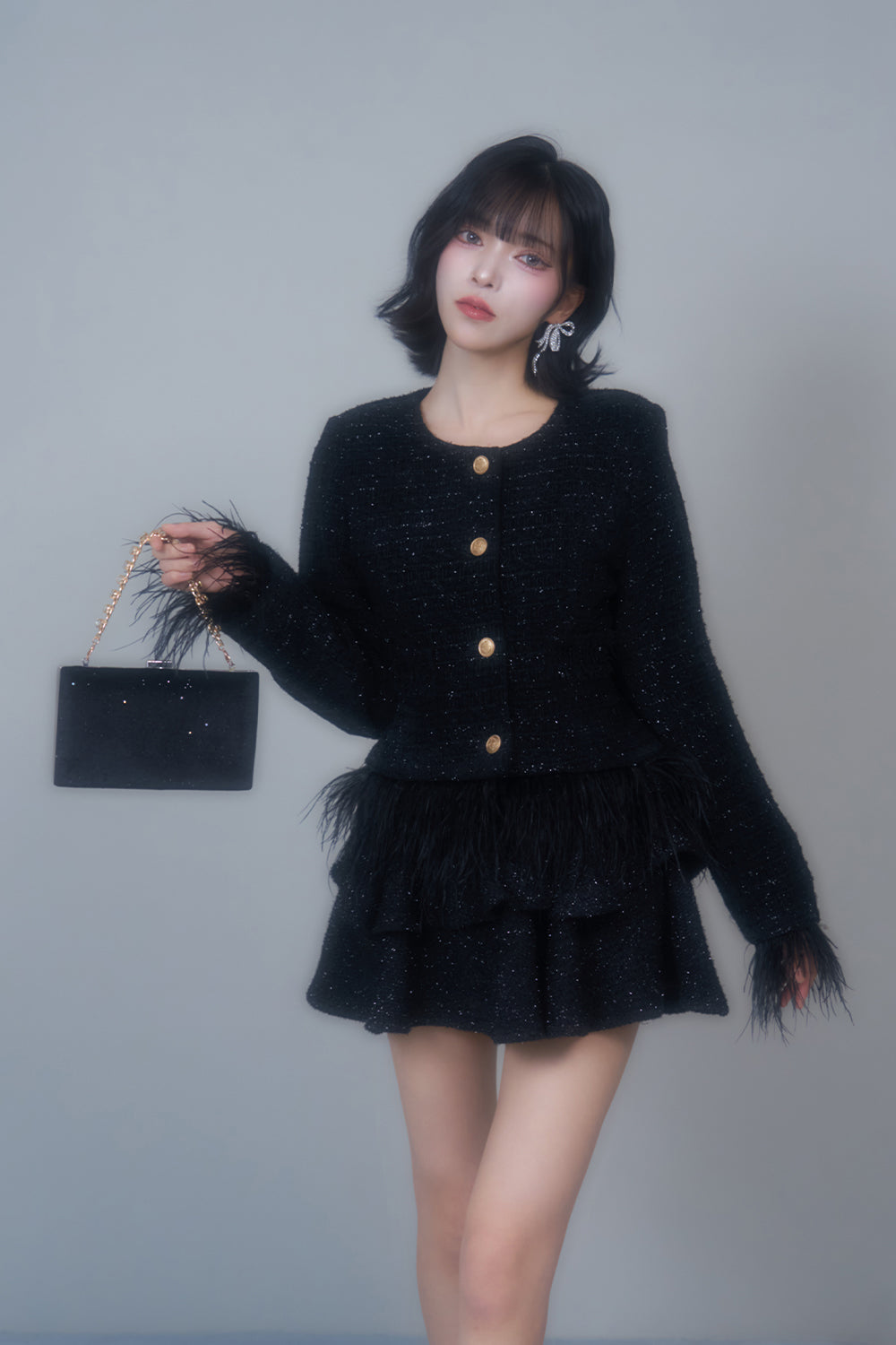 ラメツイードキャミワンピース