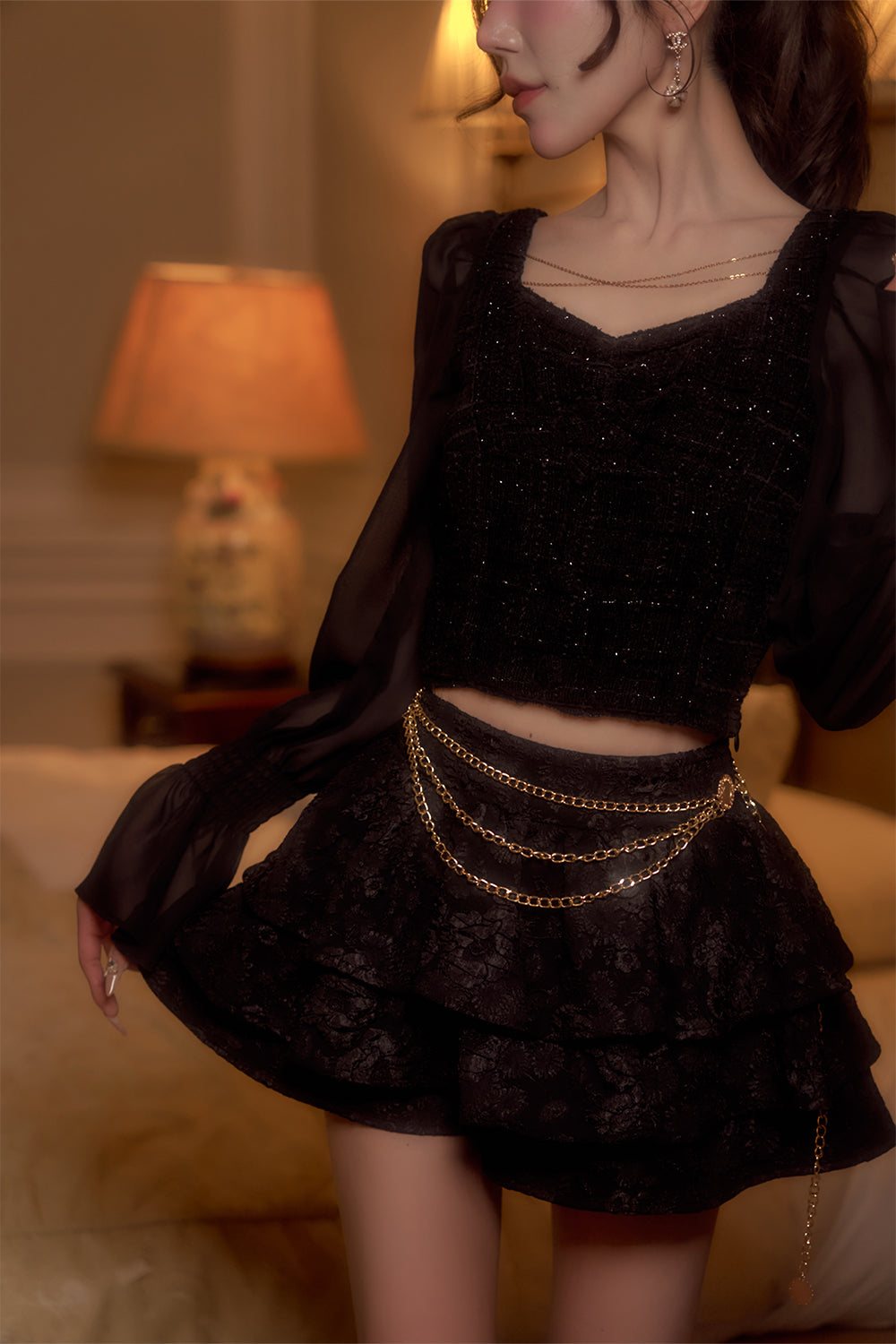 ツイードチェーントップス