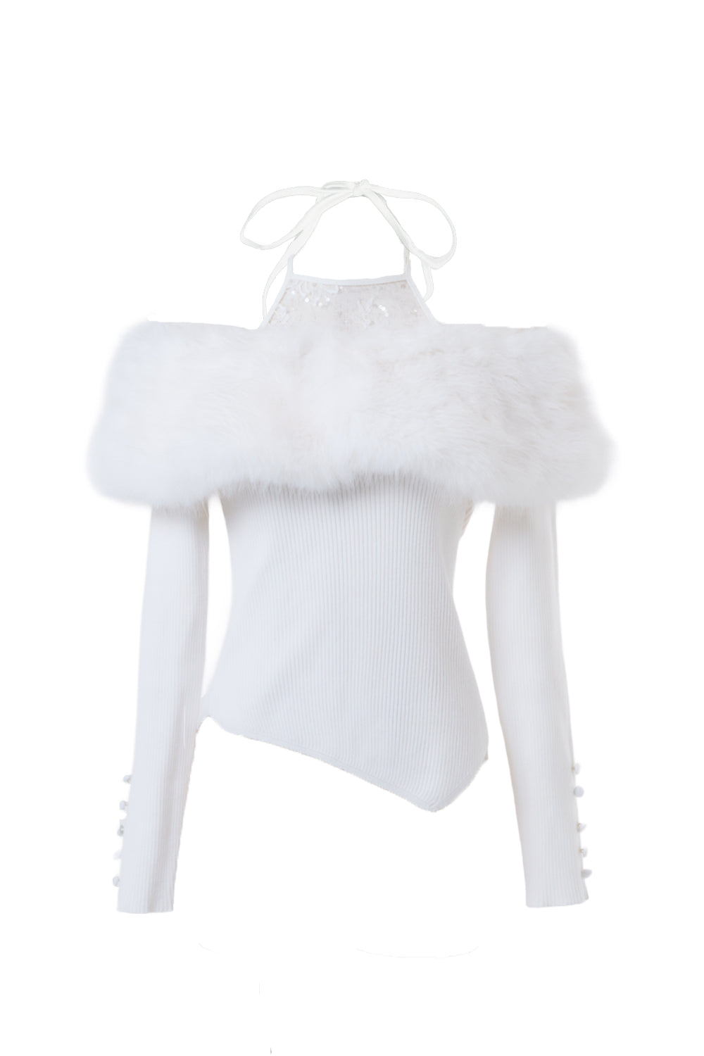 オフショルファーニットトップス