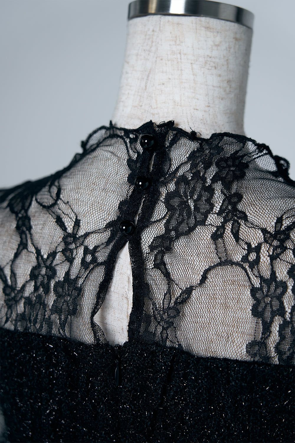 ツイードレースフレアミニワンピース