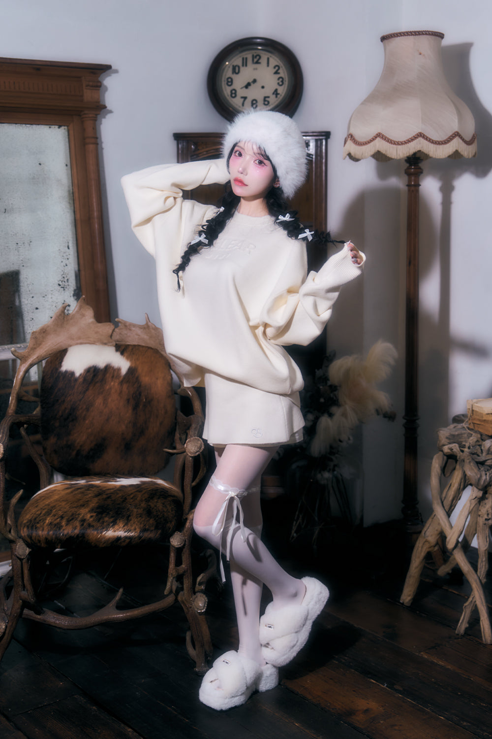 レイヤードニットショートパンツ