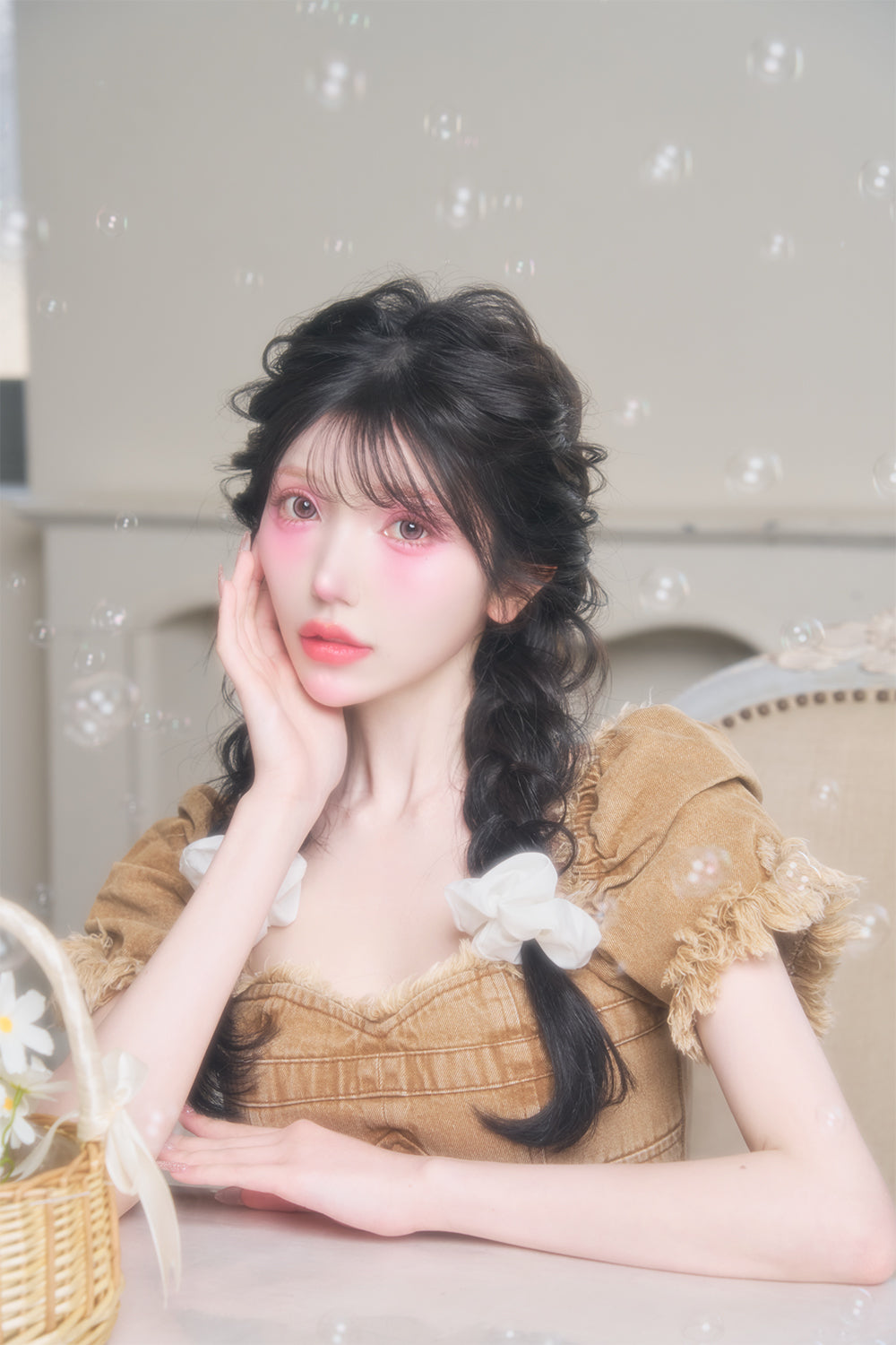 フリンジデニムトップス