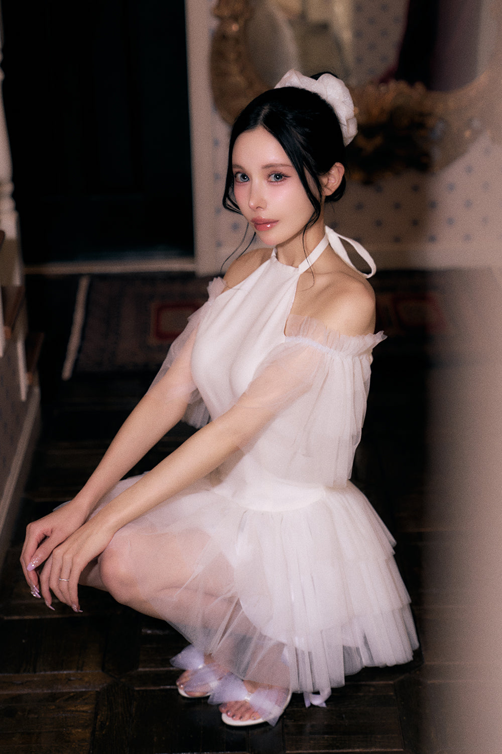 ボリュームシフォンミニワンピース