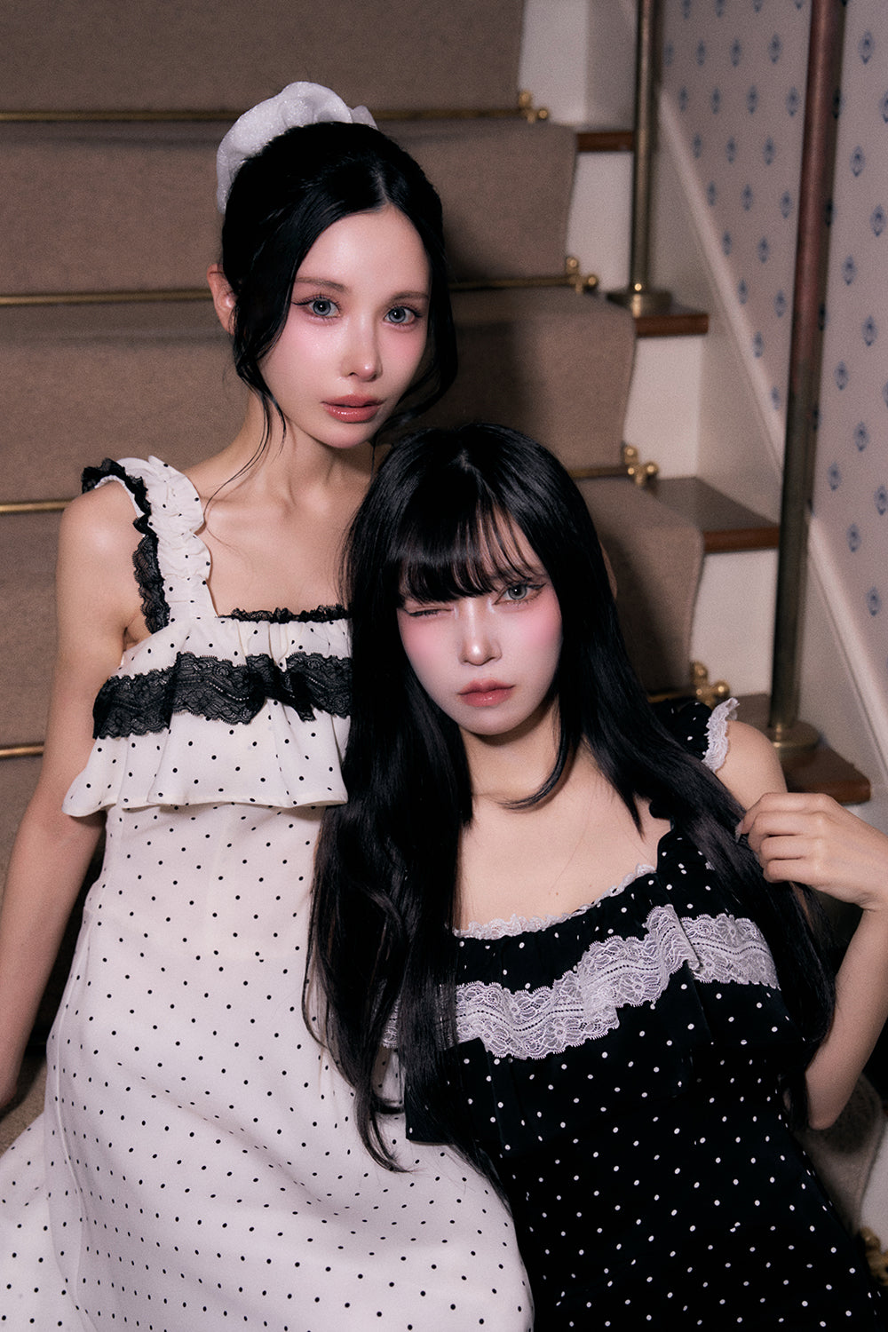 ポルカドットロングワンピース
