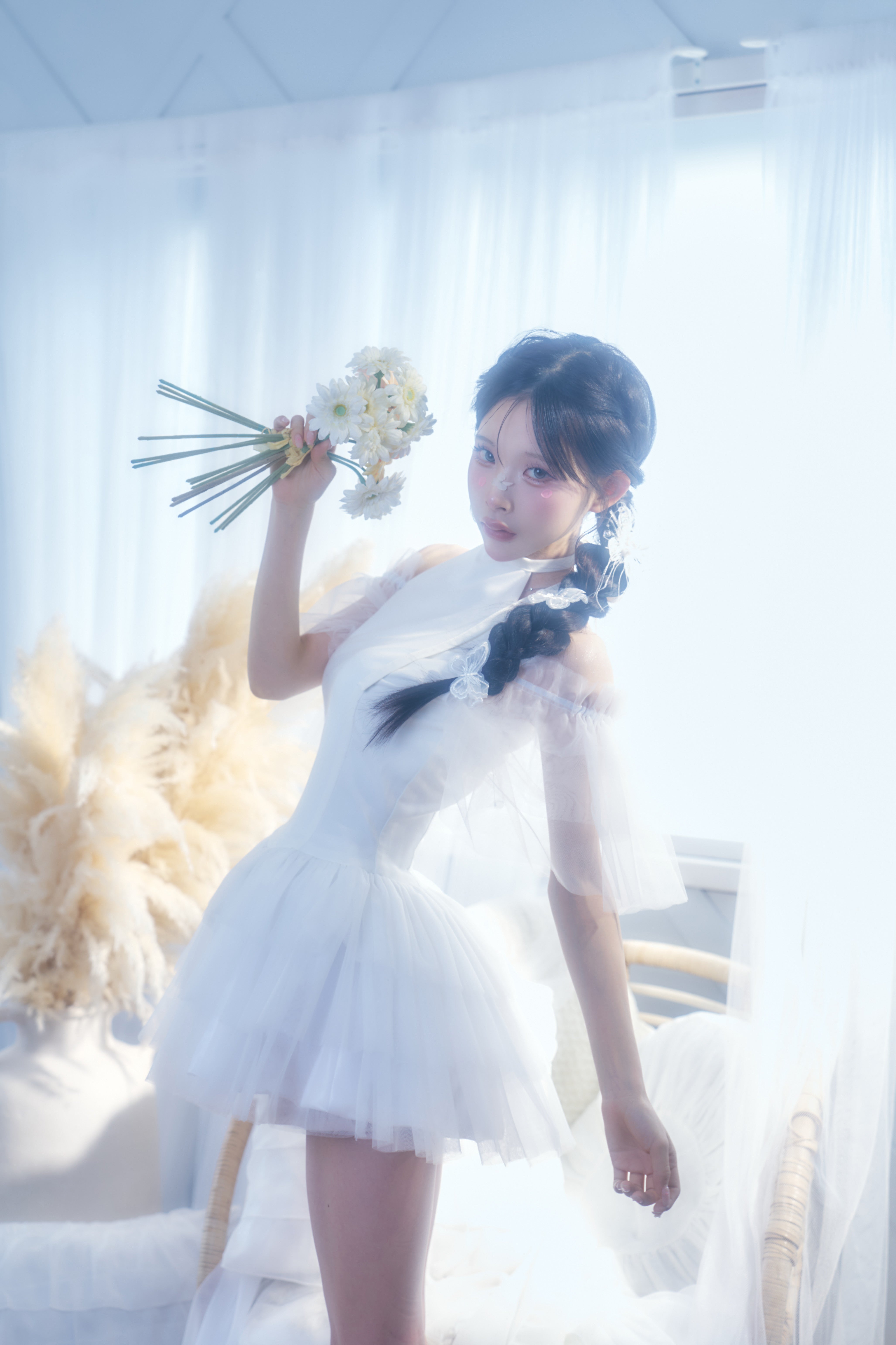 ボリュームシフォンミニワンピース