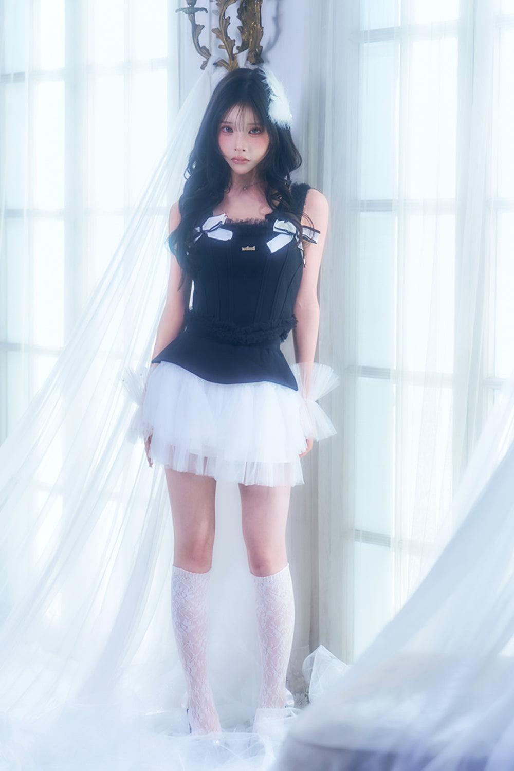 デザインリボンキャミソールニット