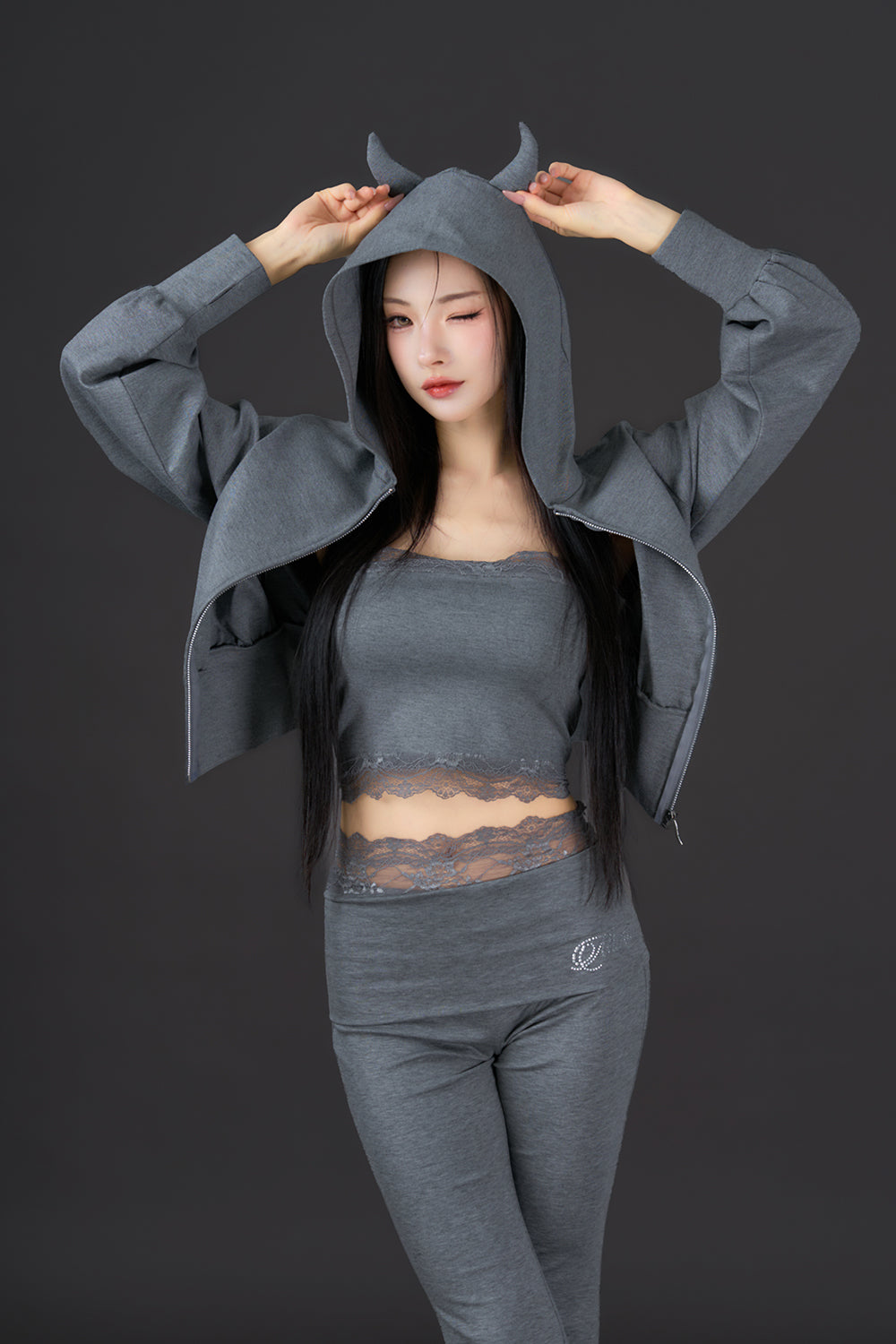 Devil Zip Hoodie Set