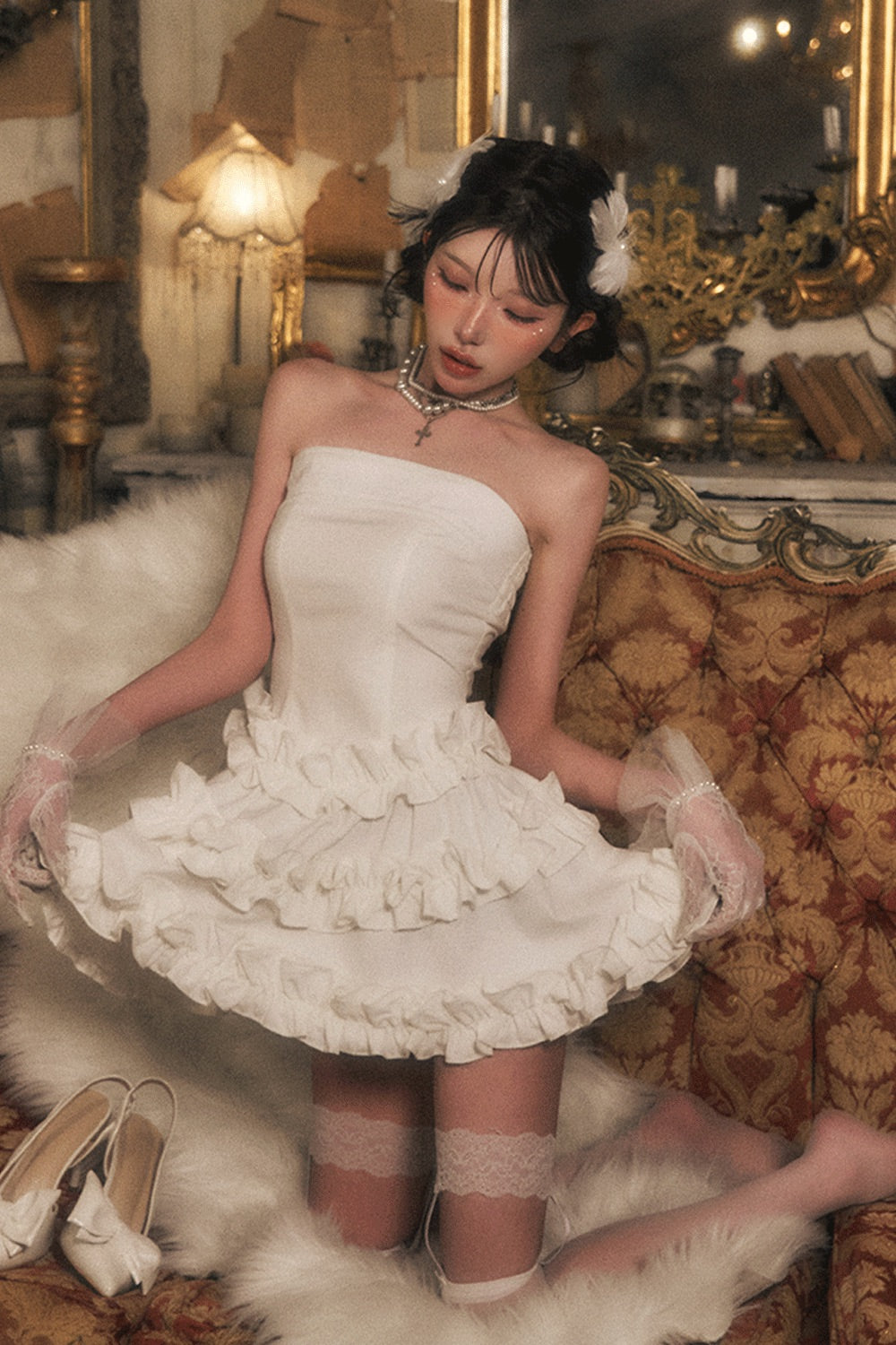 ボリュームフリルベアワンピース