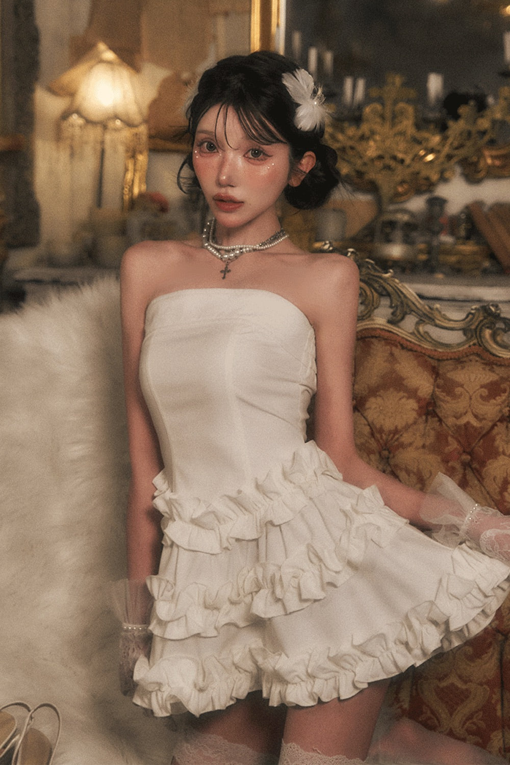 ボリュームフリルベアワンピース