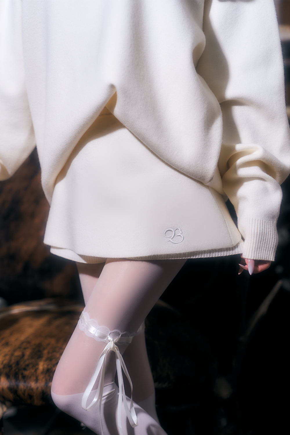 レイヤードニットショートパンツ