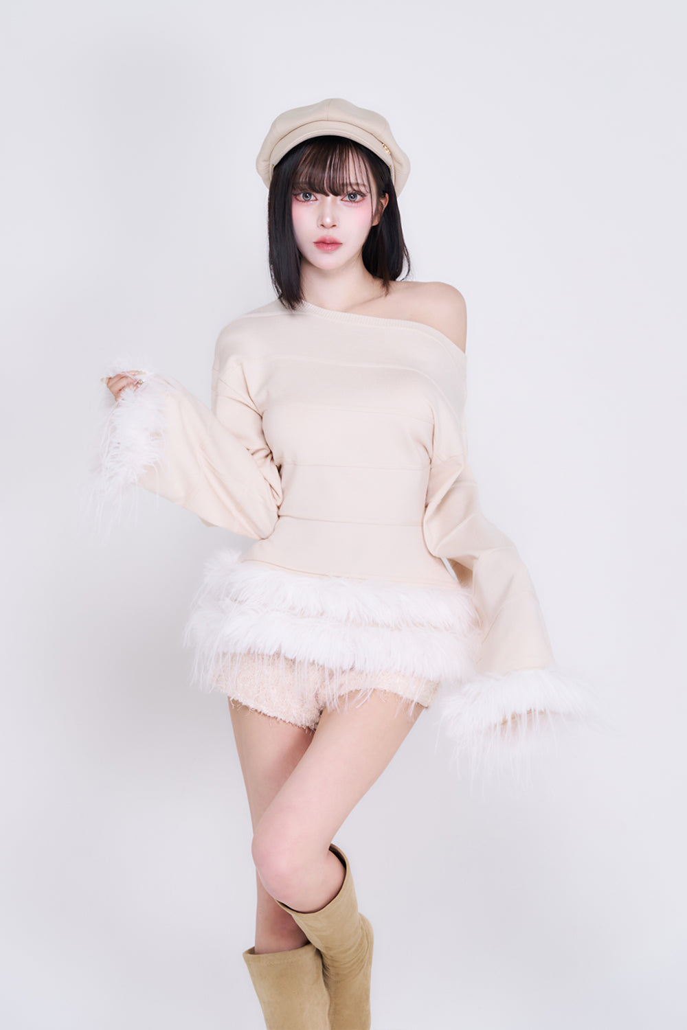 スプリングルーズニットトップス