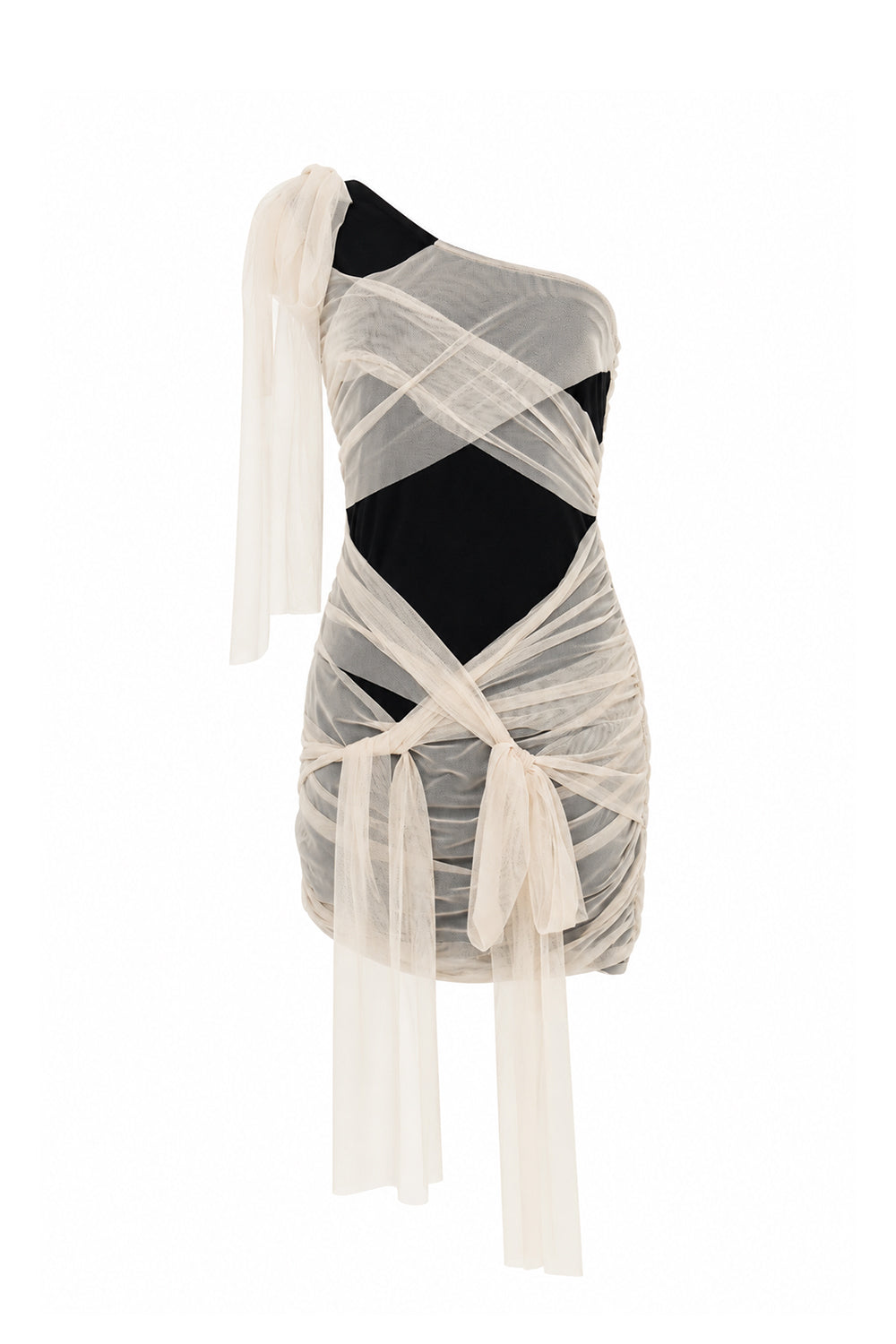 Sheer Wrap Drape Mini Dress