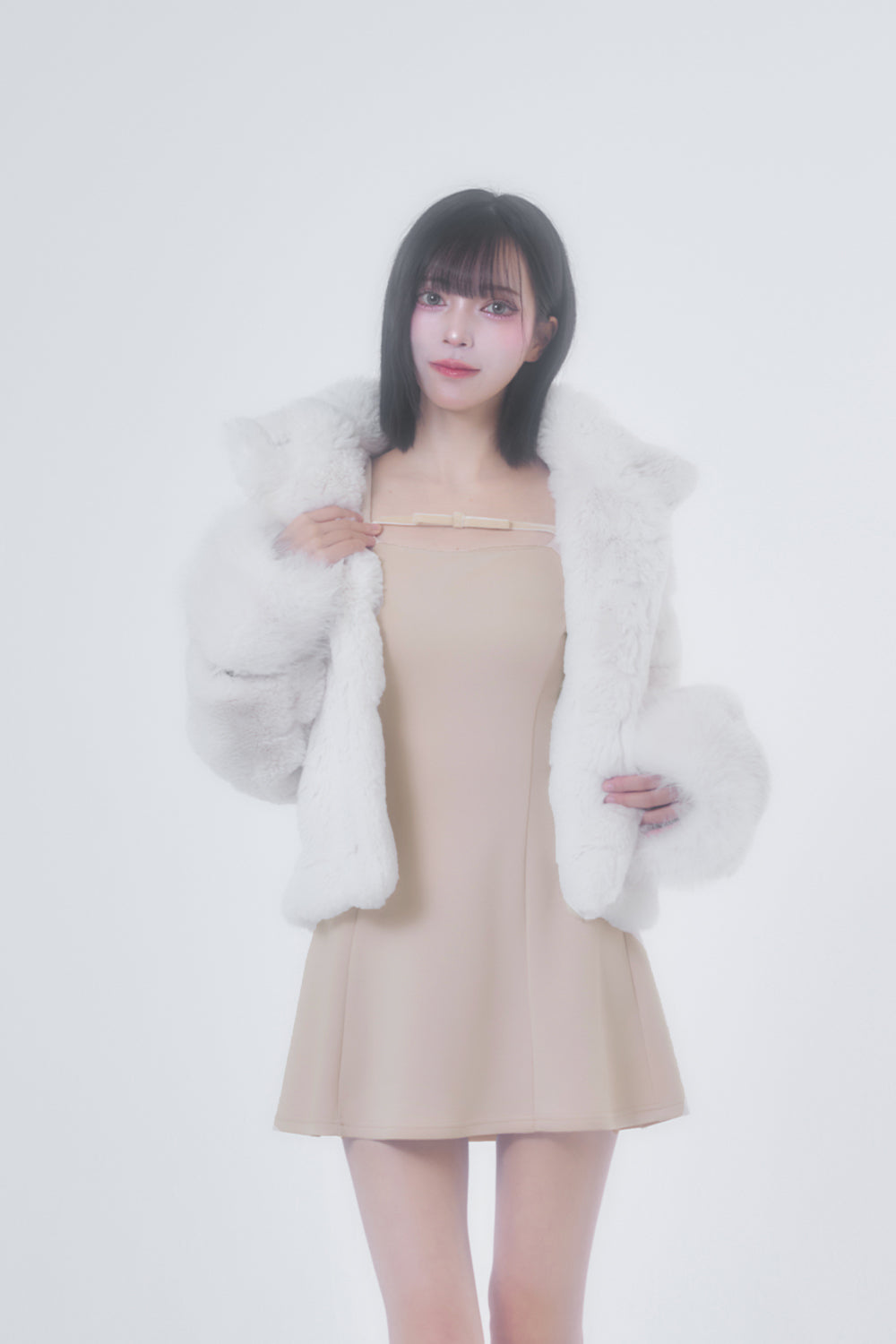 ベロアリボンカットミニワンピース