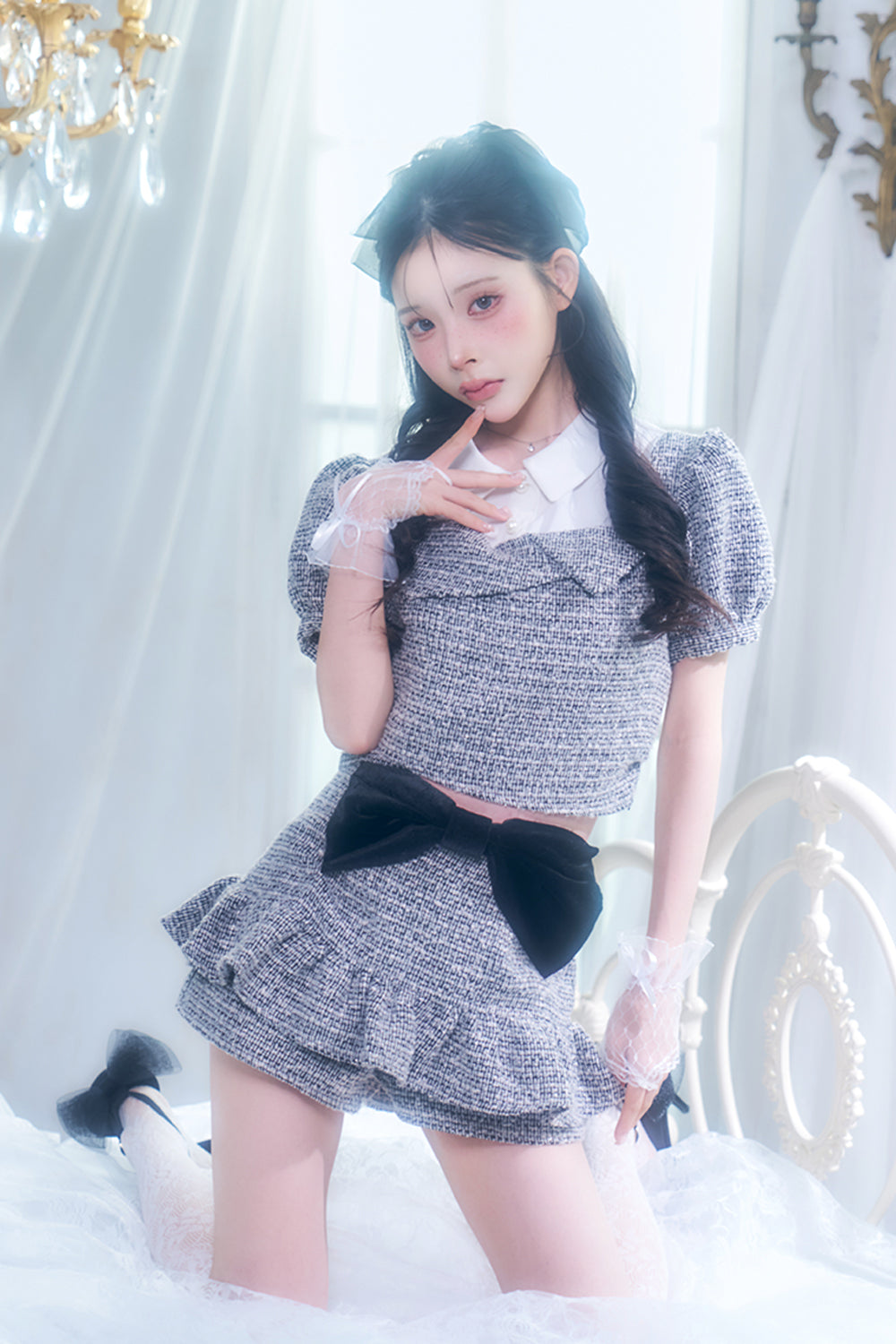 ツイードリボンスカートパンツ