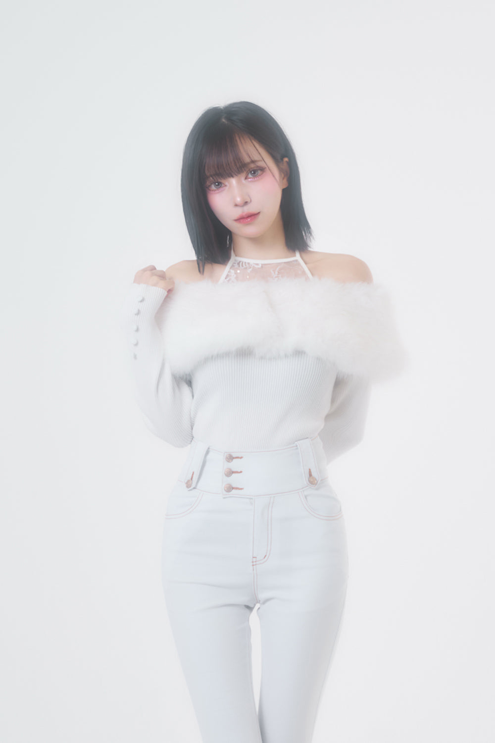 カラーステッチフレアデニム