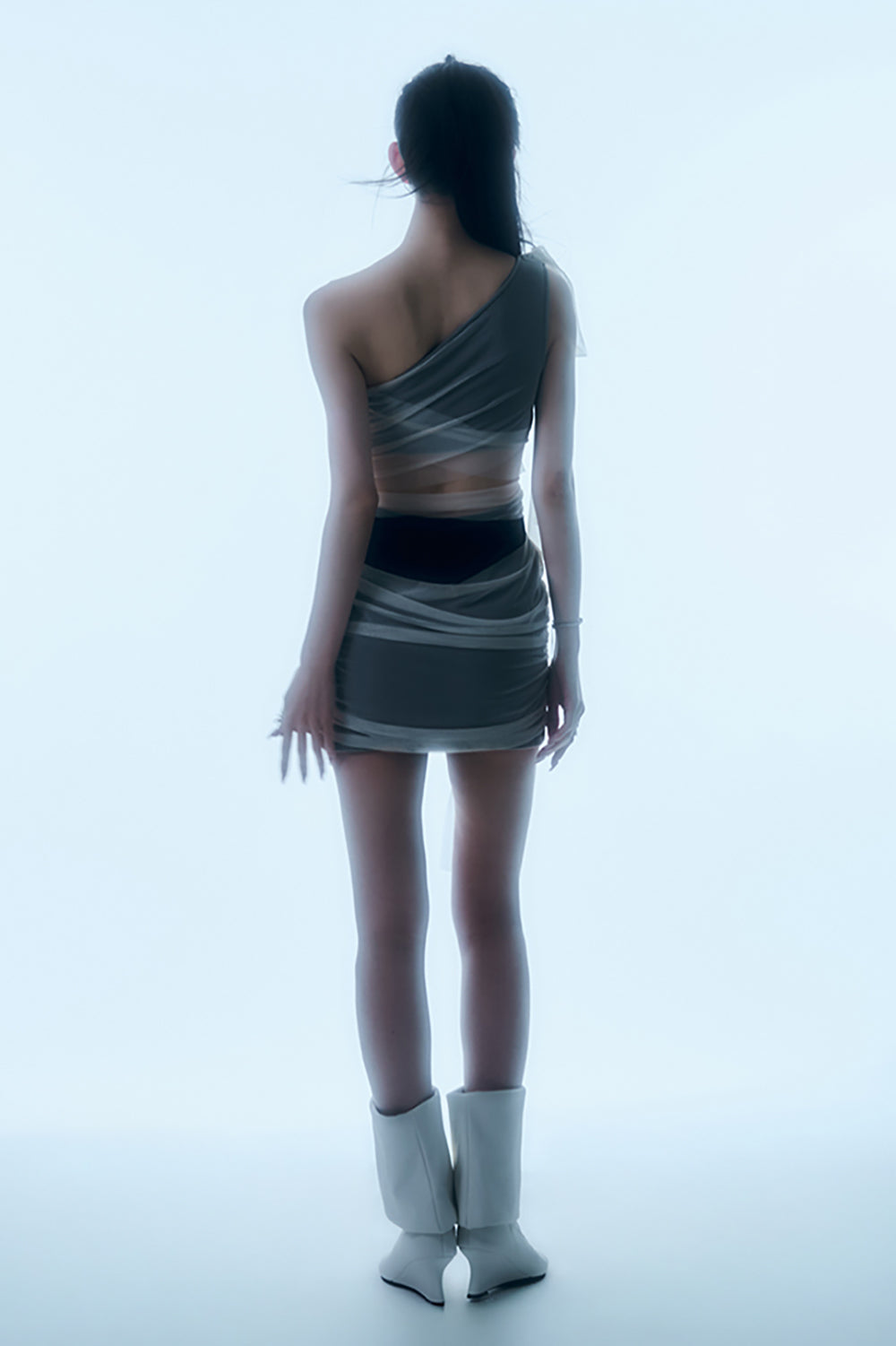Sheer Wrap Drape Mini Dress